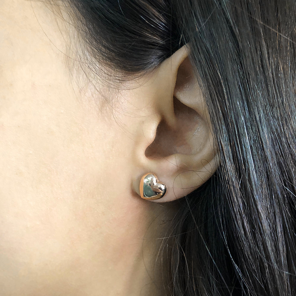 9CT Rose Gold Heart Stud Earrings for Women - Dainty & Elegant Jewelry Gift for Valentine's Day, Anniversary or Everyday Wear
