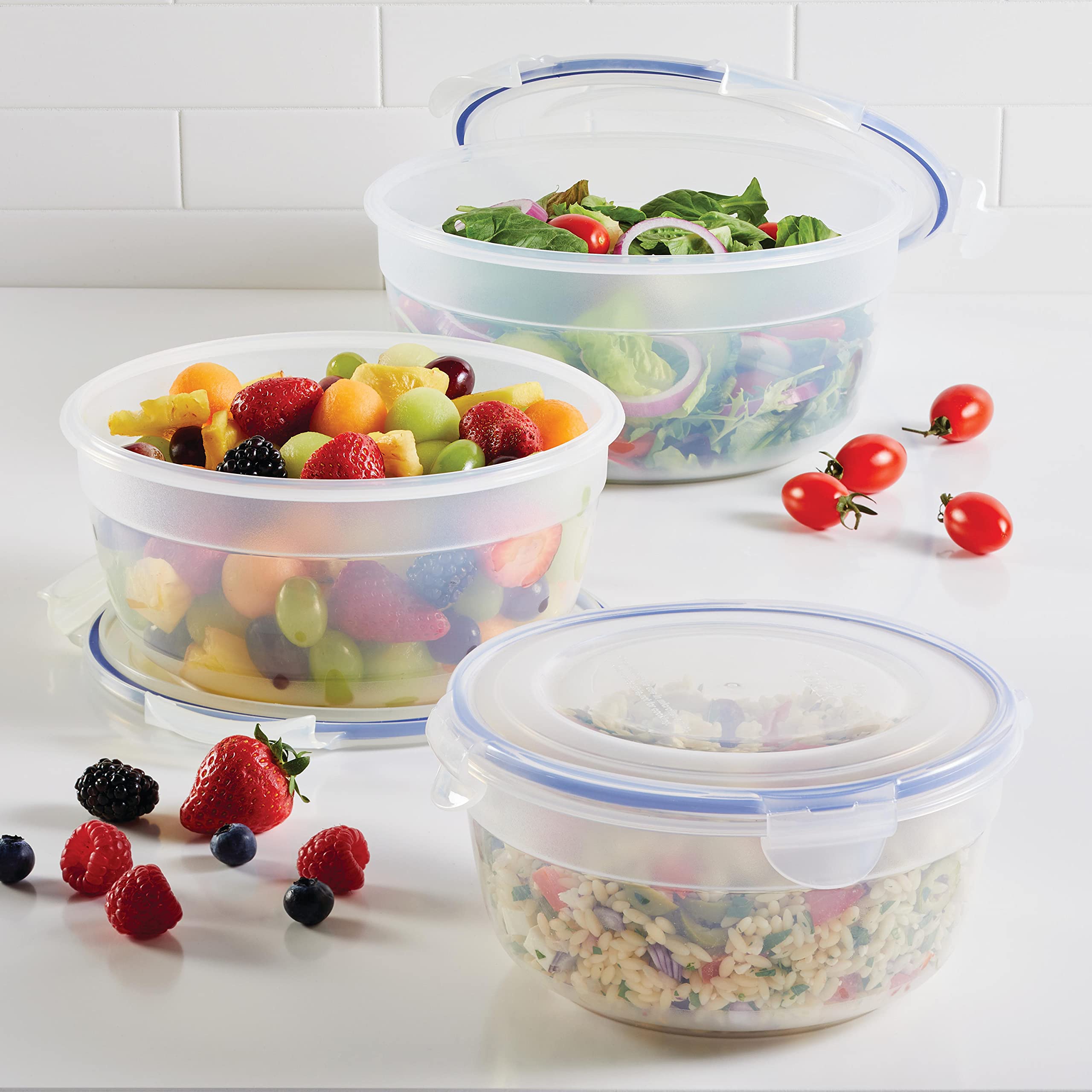 LocknLock Airtight Food Storage Containers with Lids - 6-Piece Set, BPA Free, Stackable, Clear Plastic - Perfect for Meal Prep, Leftovers & Pantry Organization