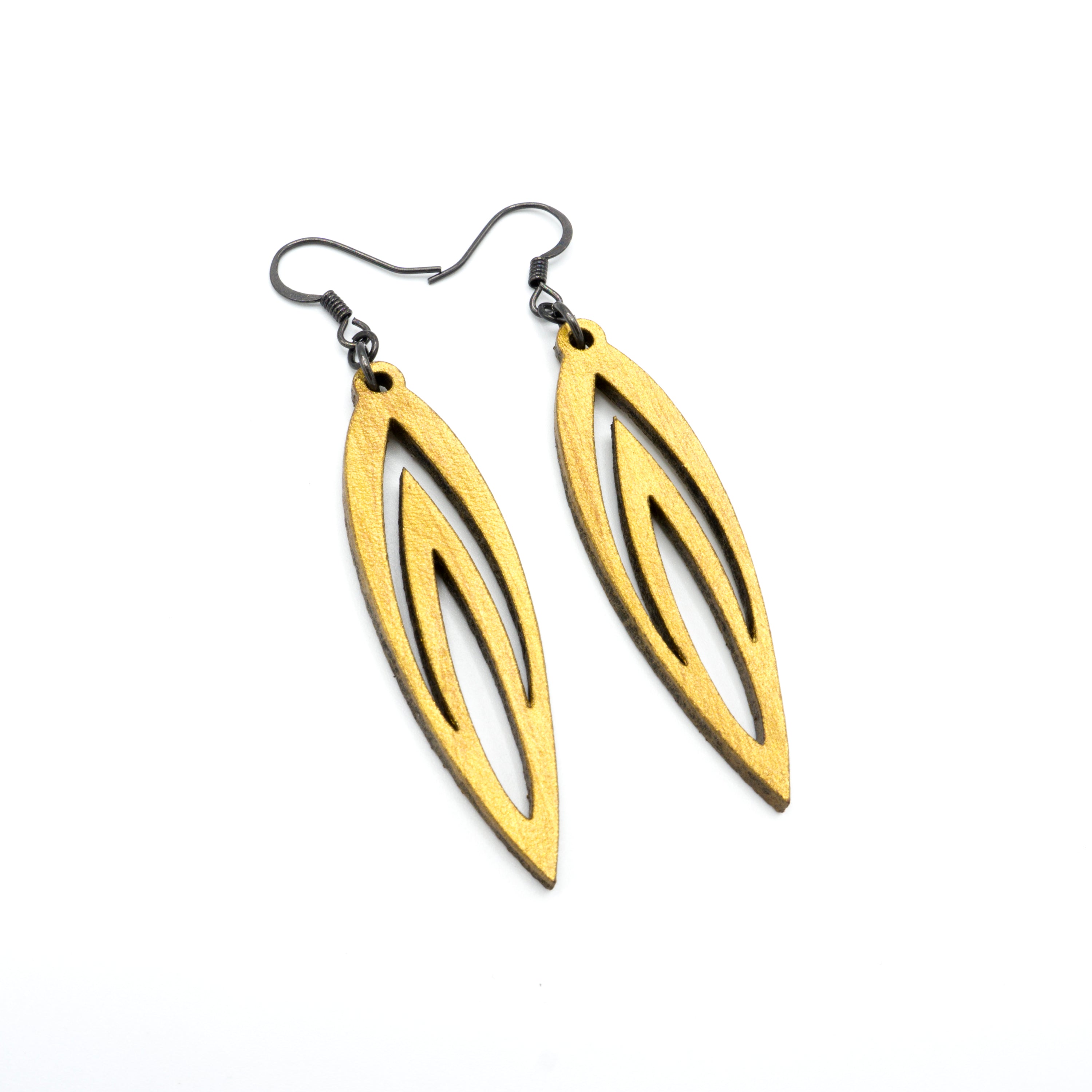 Totem 08 [S] Gold Leather Earrings - Boho Chic Handmade Jewelry for Women, Perfect for Festivals, Parties & Everyday Wear
