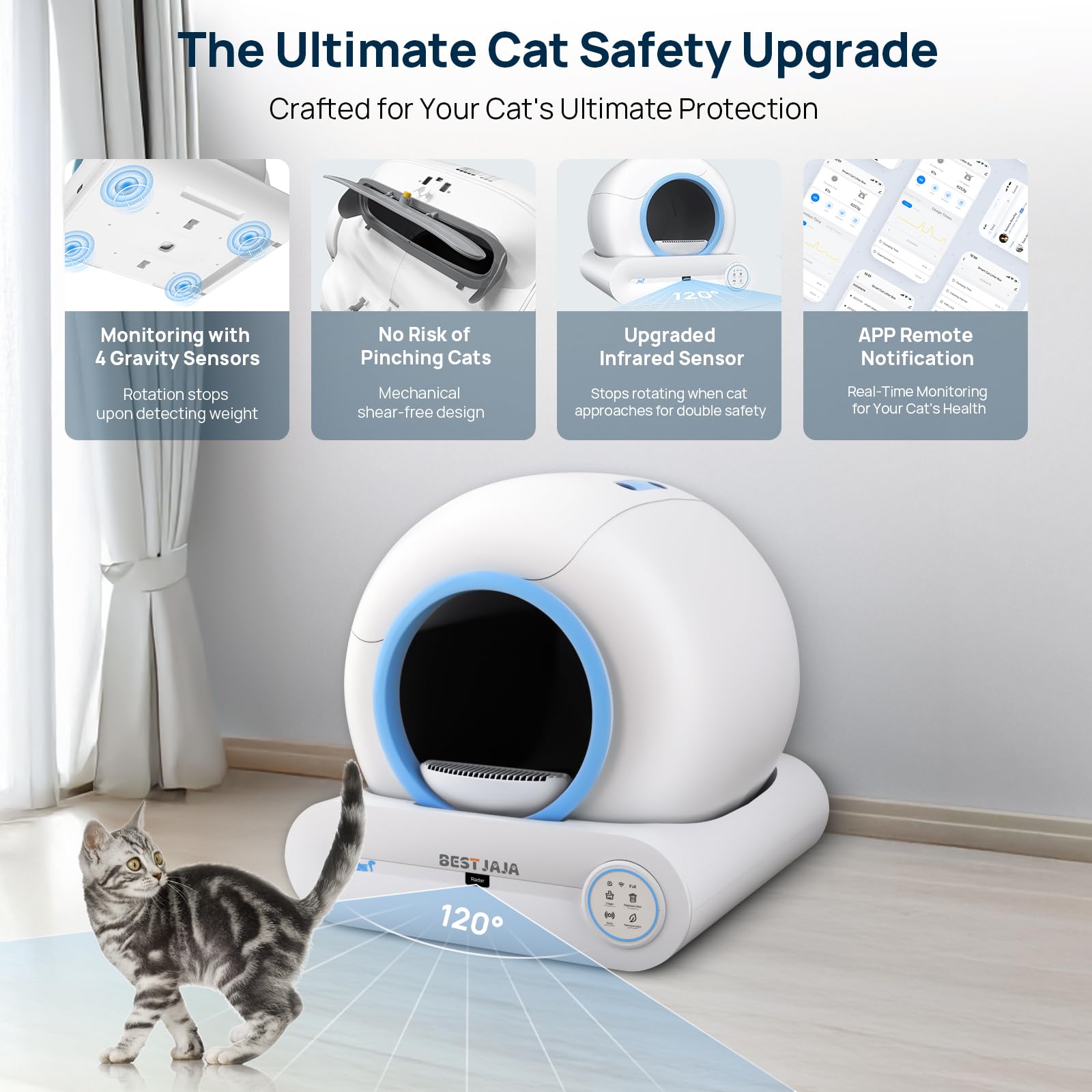 2025 Upgraded Self Cleaning Litter Box - Automatic Cat Litter Box with Mat & Cleaning Tools, 68L+9L Large Capacity Smart Cat Litter Robot, APP Controlled for Multiple Cats (Blue) | Perfect for Busy Pet Owners & Multi-Cat Households