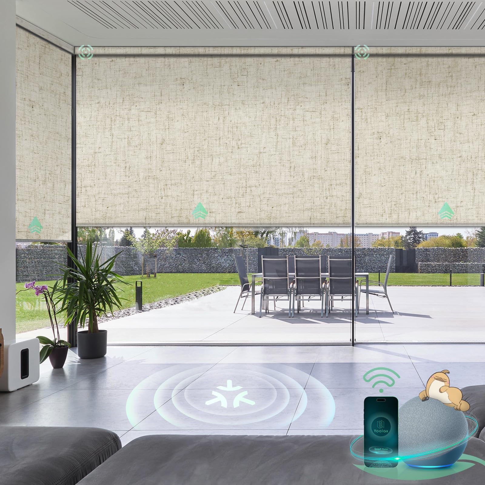 Yoolax Smart Blinds - Motorized Roller Shades with Matter Support, Blackout Automatic Window Blinds for Home, Works with Alexa, Google Home & Apple HomeKit (Linen Beige) | Perfect for Bedroom, Living Room & Home Office