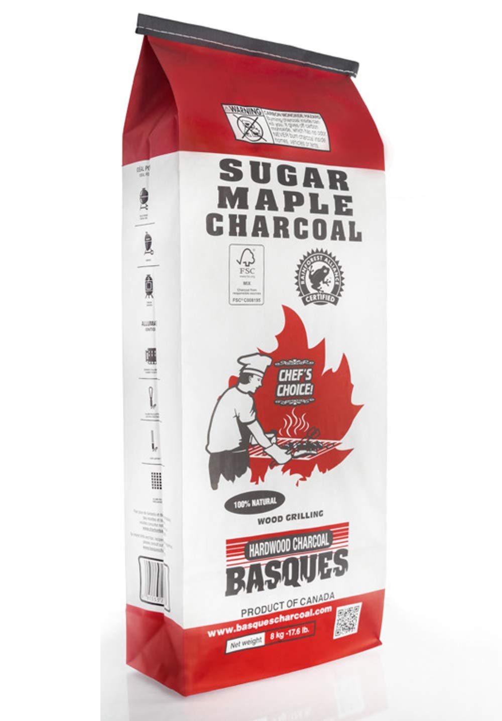Premium Sugar Maple Lump Charcoal for Grilling & Smoking - Fast Lighting, Hot Burning Hardwood Charcoal Chunks - Natural BBQ Charcoal for Smoker, Grill & Kamado - Large 17.6 lb Bag for Backyard Cookouts & Camping Trips