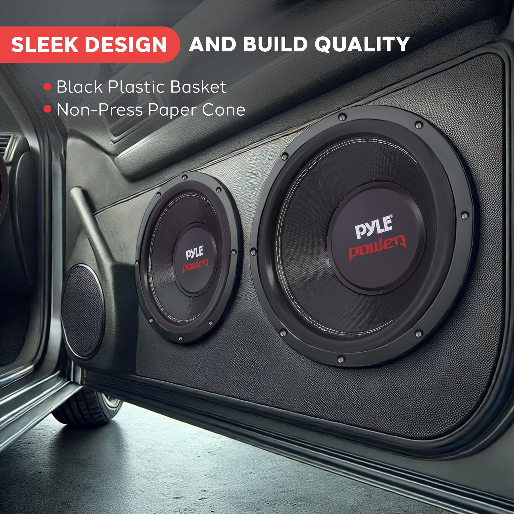 Pyle PLPW12D 12-Inch 1600W High Power Car Audio Subwoofer - Non-Press Paper Cone, 90dB Sensitivity, 40 Ohm Impedance, 60oz Magnet, 2