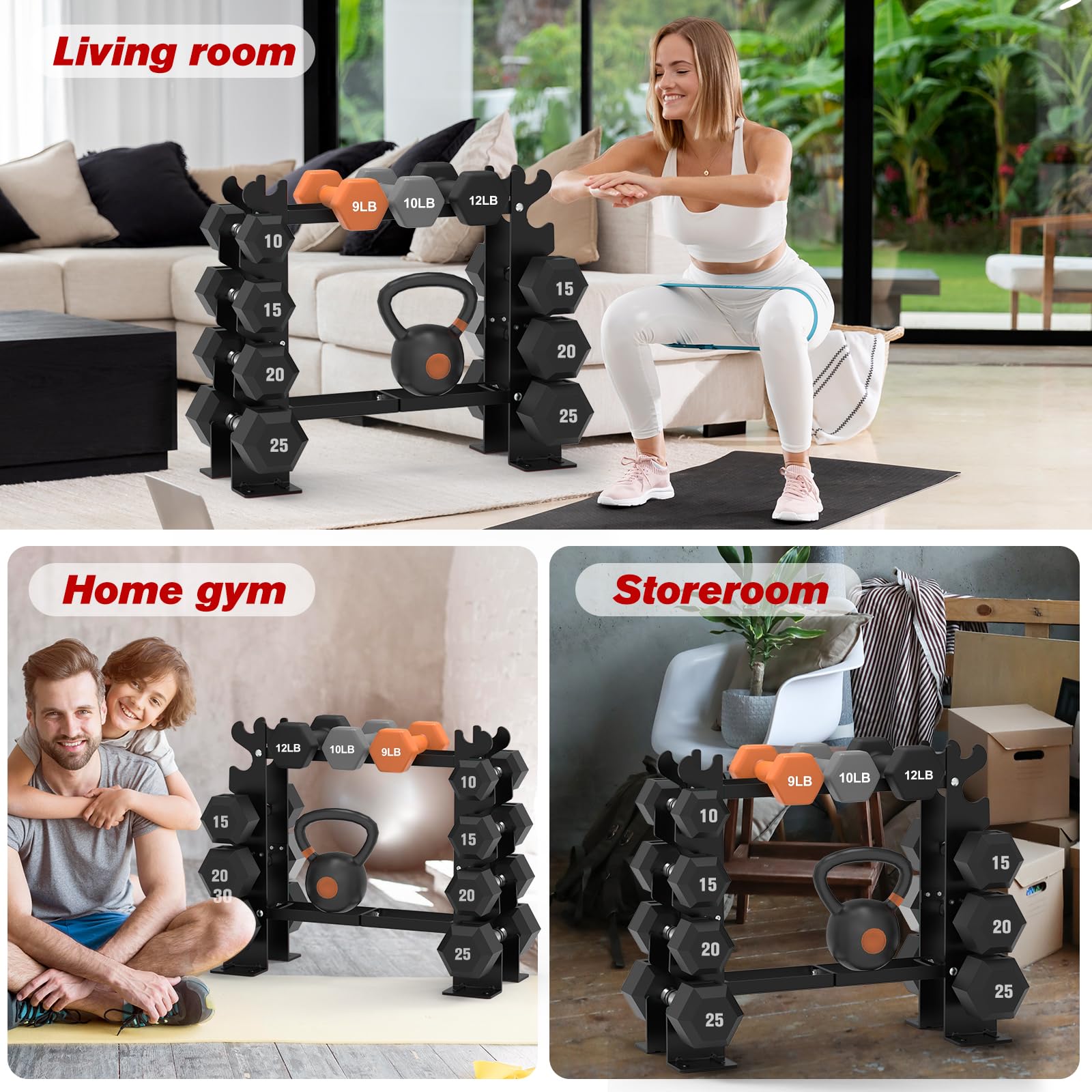 Dumbbell Rack Stand - 5-Tier 450LBS Capacity Weight Storage Organizer for Home Gym (Red & Black) | Heavy Duty Dumbbell Holder for Strength Training | Fits 8-30 LBS Dumbbells | Perfect for Garage, Basement & Home Workout Spaces