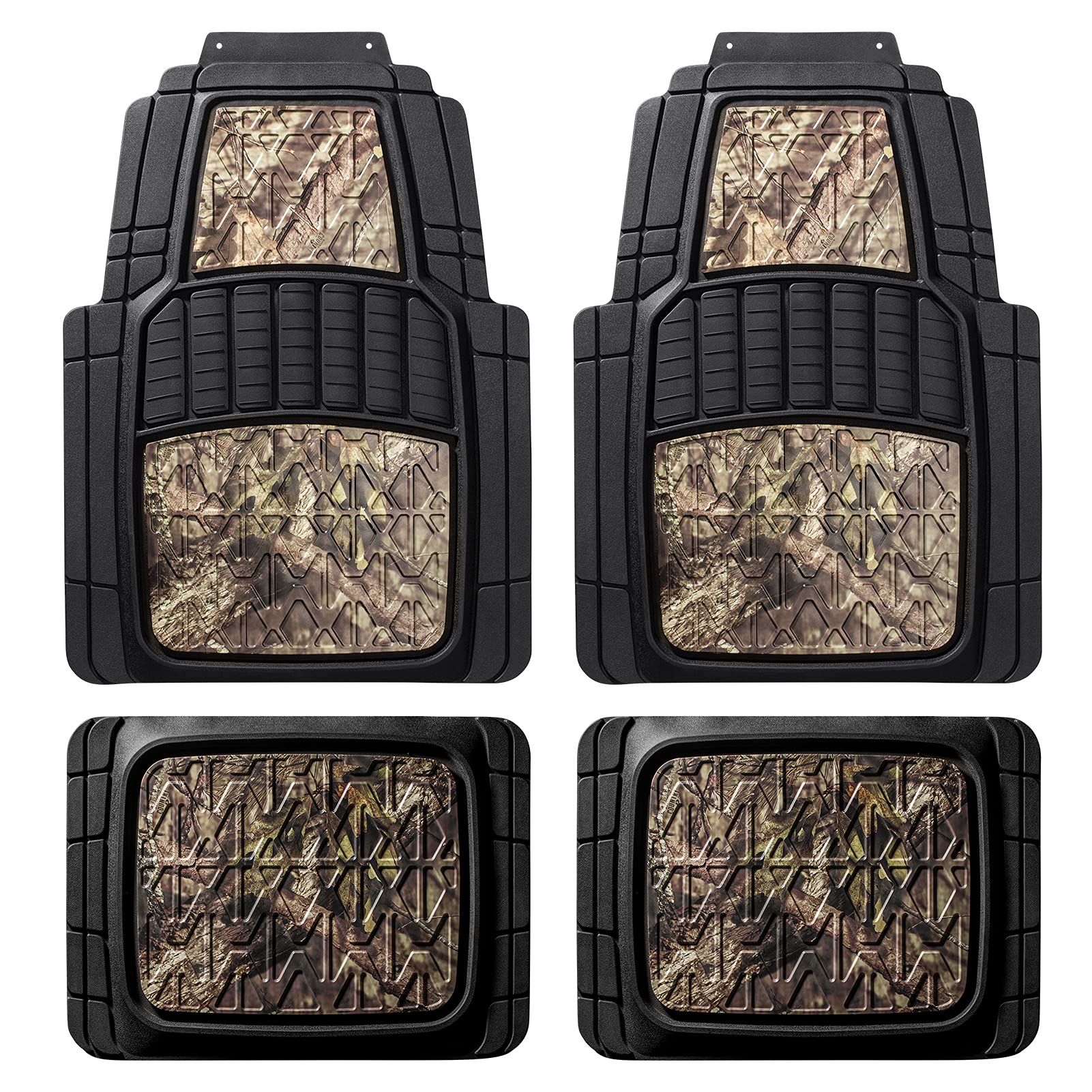 Mossy Oak Camo Trimmable All-Weather Floor Mats - Custom Fit for Cars, SUVs, Vans & Trucks - 4-Piece Set (Official Licensed Product) - Perfect for Off-Roading, Hunting & Outdoor Adventures
