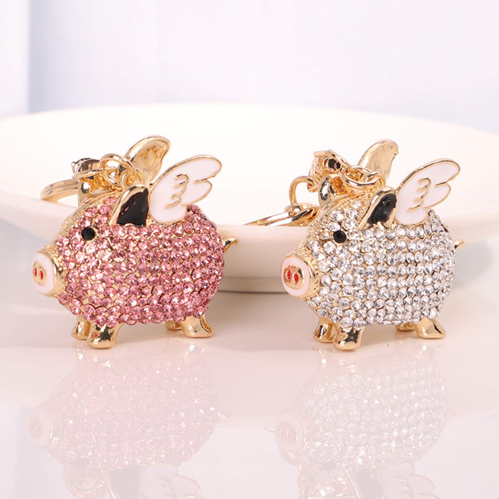 Sparkling Rhinestone Flying Pig Keychain - Stylish Key Ring Holder for Women & Men | Car Keys, Purse Accessory, Gift Idea