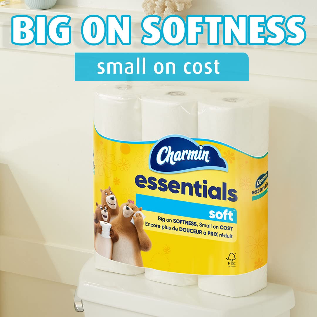 Charmin Essentials Soft Toilet Paper - 9 Mega Rolls (36 Regular Rolls) | Ultra Soft & Strong Bath Tissue for Home & Office Use