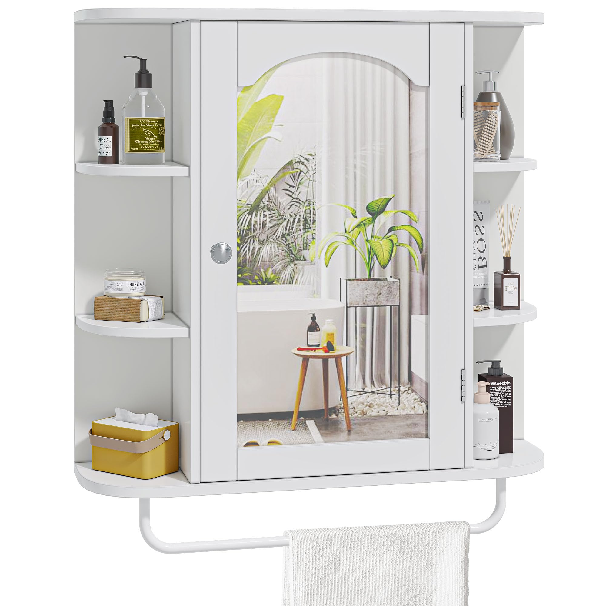 YITAHOME White Wall Mounted Bathroom Medicine Cabinet with Mirror Door & Removable Shelf - Bathroom Storage Organizer for Living Room, Laundry, Bedroom | Perfect for Small Spaces, Makeup Storage & Home Organization