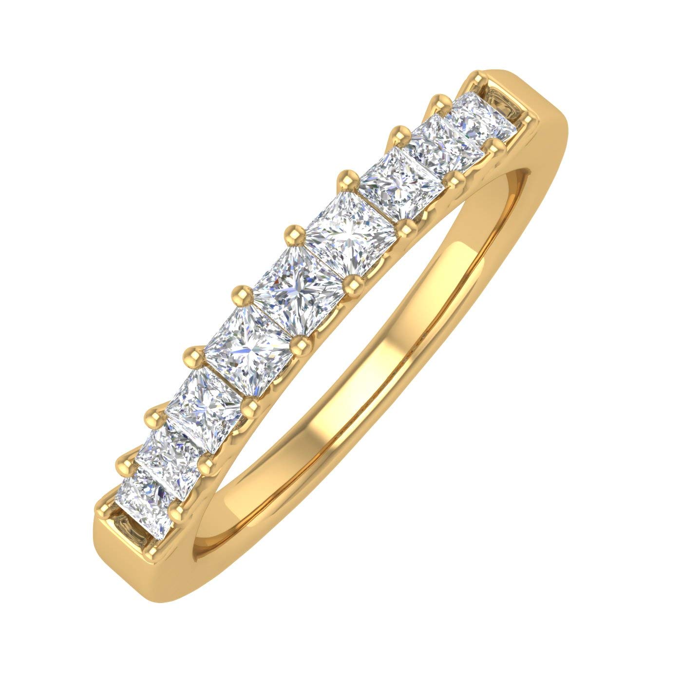 1/2 Carat Princess Cut Diamond Wedding Band Ring for Women in 14K White Gold - Elegant Bridal Jewelry, Anniversary Gift & Engagement Ring for Special Occasions