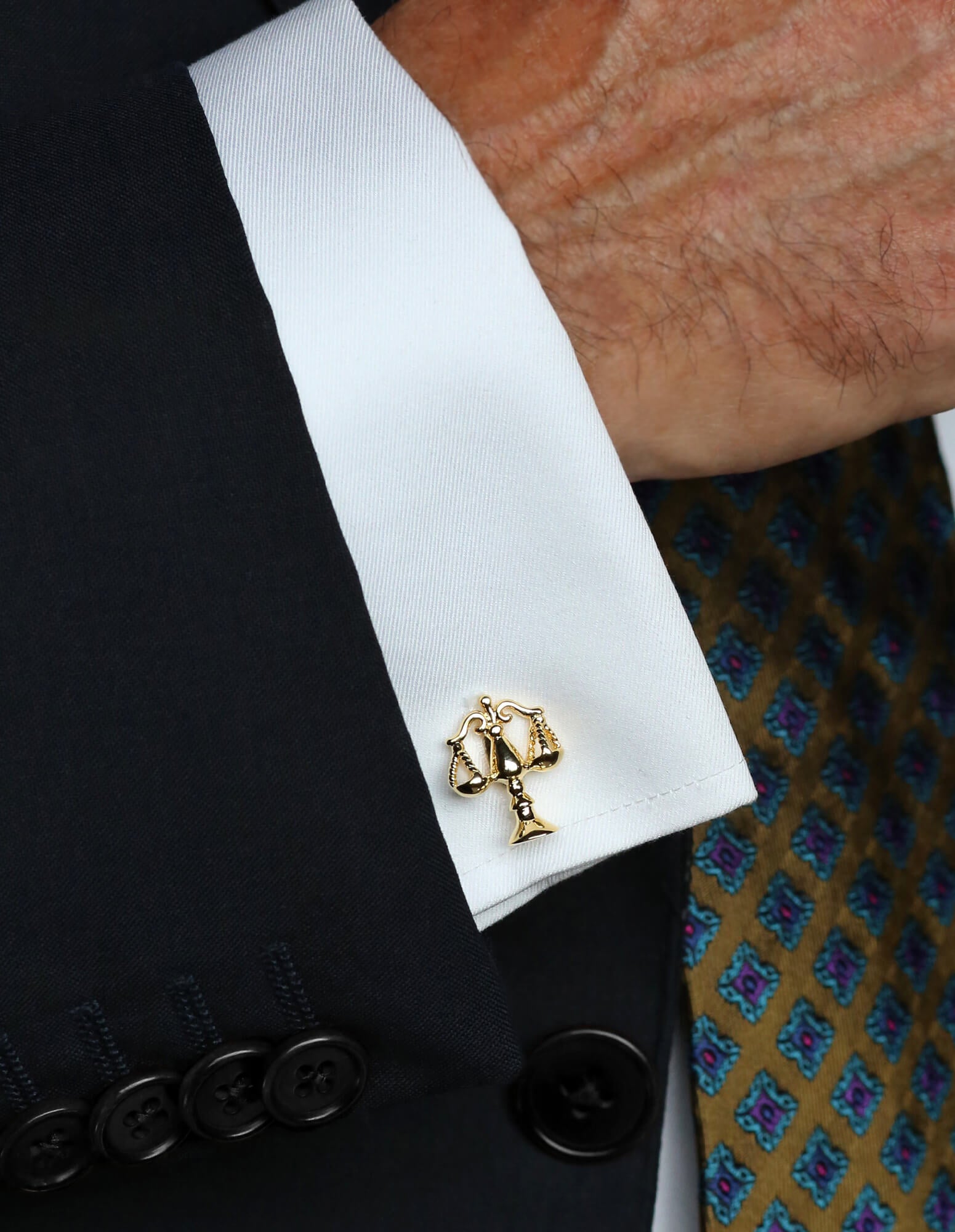DÉCLIC Scales of Justice Cufflinks - Premium Gold Plated Lawyer & Judge Gift for Courtroom, Graduation & Formal Events