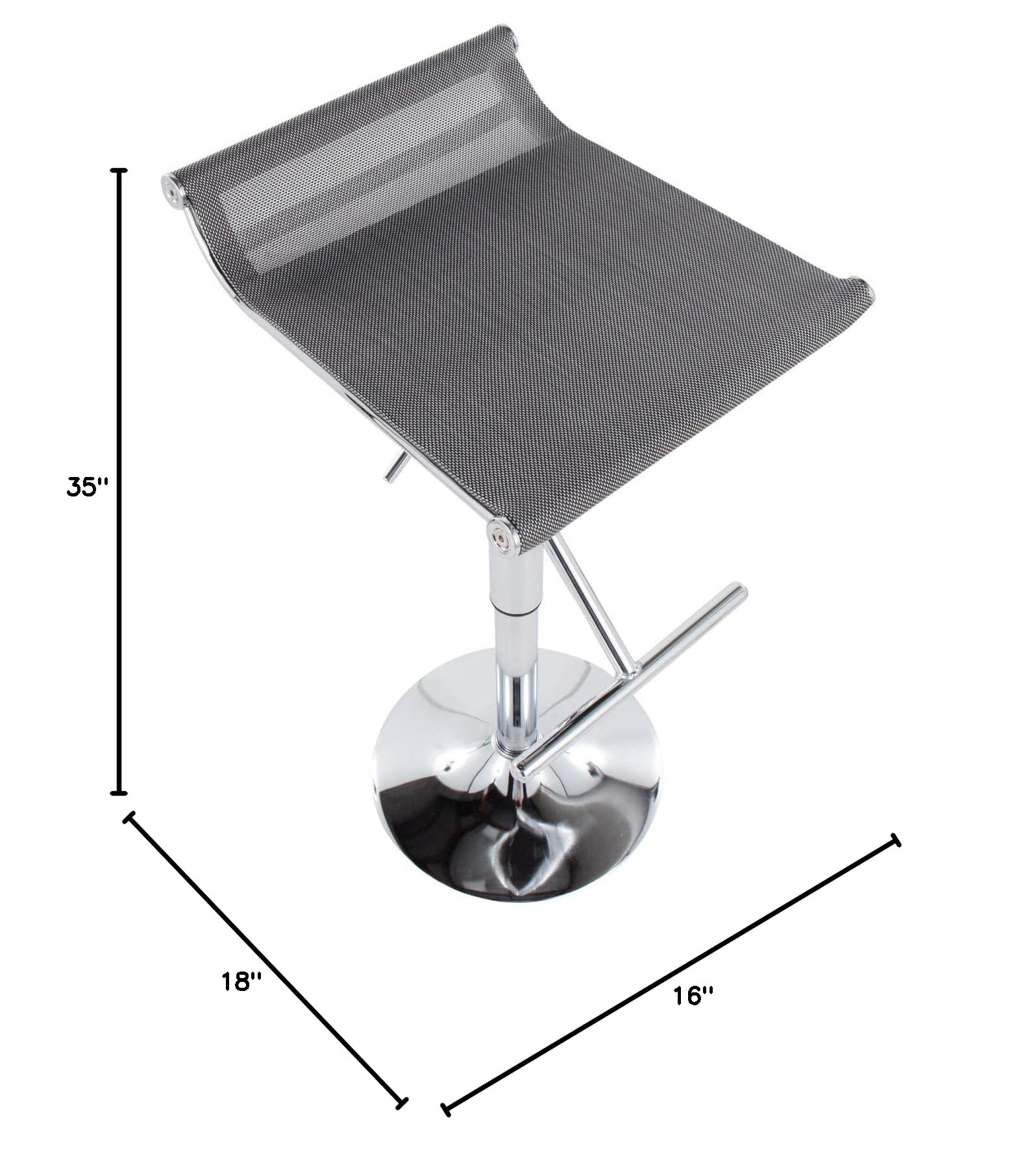 LumiSource Mirage Ale Adjustable Swivel Bar Stool - Chrome Metal Bar Chair with Height Adjustment for Kitchen Island, Home Bar & Counter Dining
