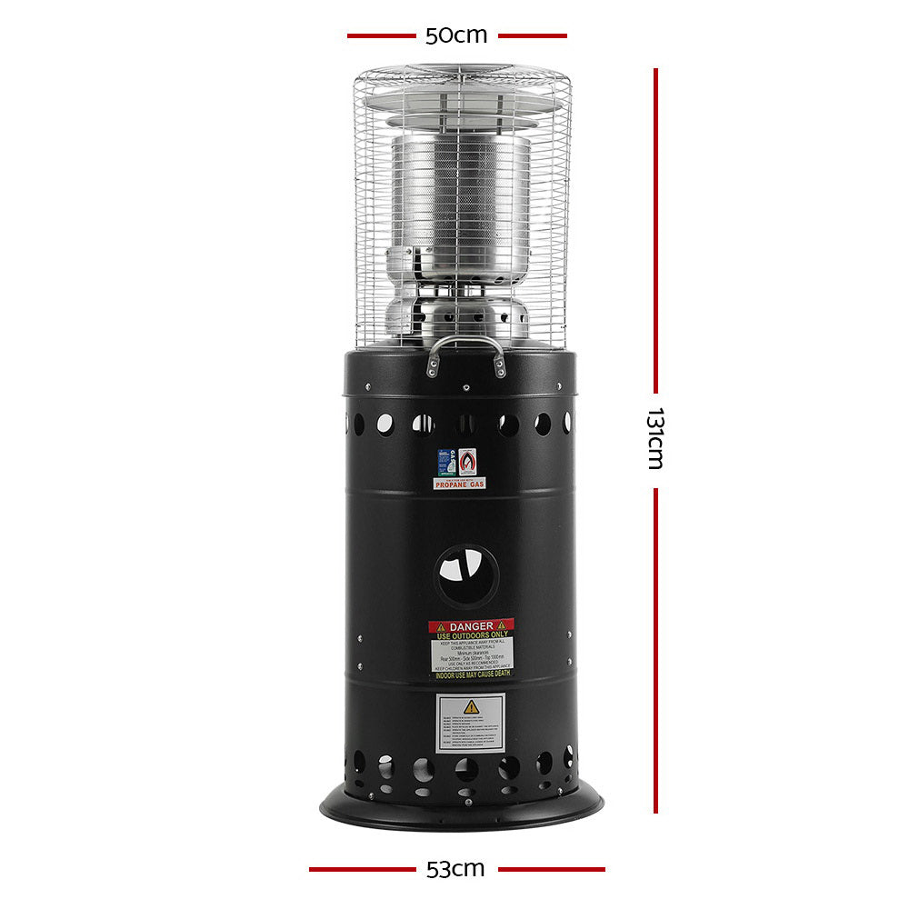Devanti 48,000 BTU Outdoor Gas Patio Heater - Black - Commercial Grade Stainless Steel - Perfect for Backyard, Deck, Restaurant & Outdoor Dining Areas