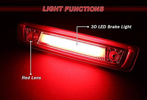 EPARTS LED Strip 3rd Brake Light - Full LED Tail Stop Cargo Lamp with Chrome Housing & Red Lens - Compatible with 2006-2010 Jeep Commander - Perfect for Off-Roading, Night Driving & Enhanced Safety