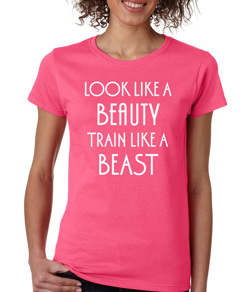 Look Like Beauty Train Like Beast Gym T-Shirt - Women's Workout Tee for Fitness & Bodybuilding - Perfect for Gym, Running & Training Sessions