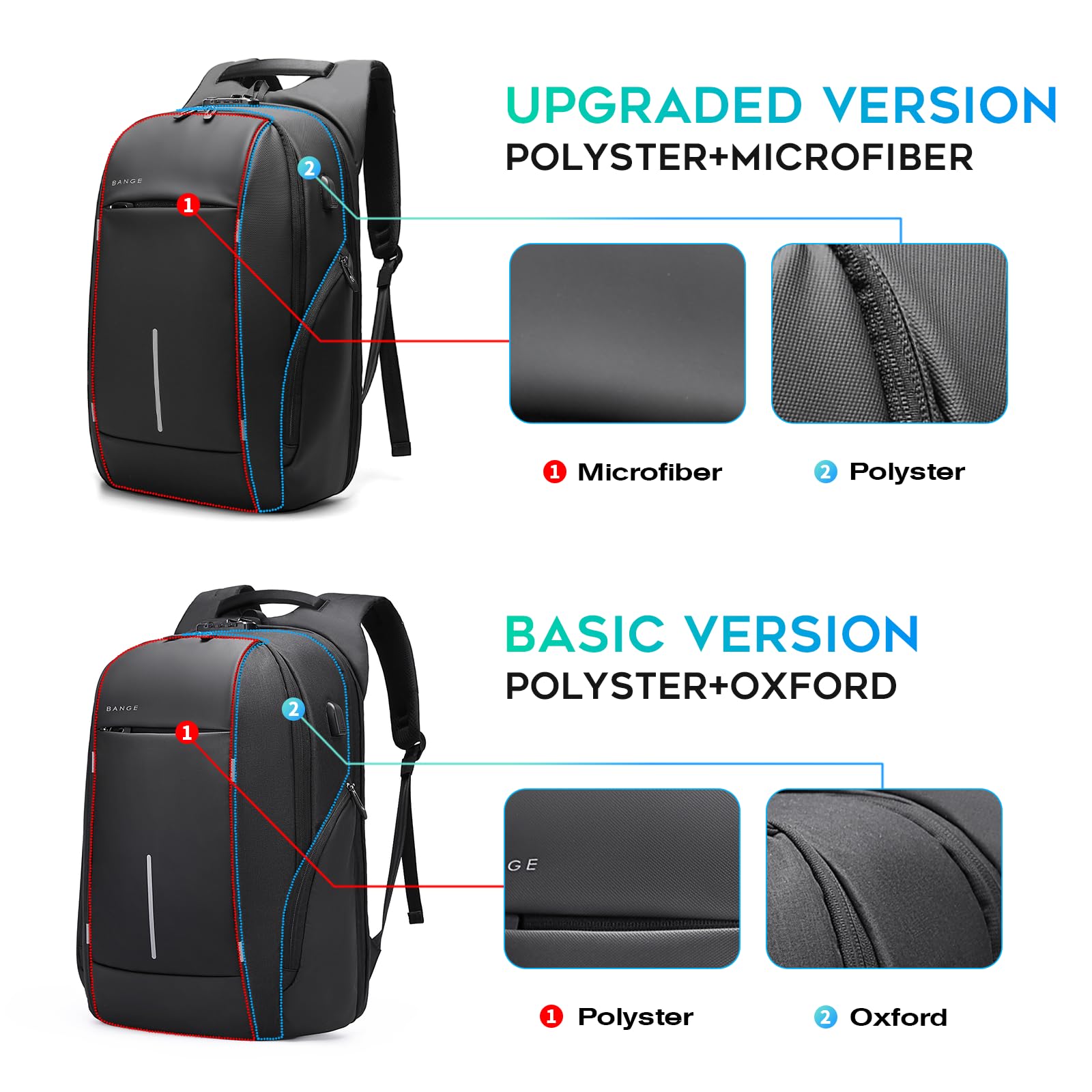 BANGE Lightweight Travel Backpack for Men & Women - 15.6 Inch Laptop Backpack, Durable Work Backpack for Business, College, Commuting & Outdoor Adventures