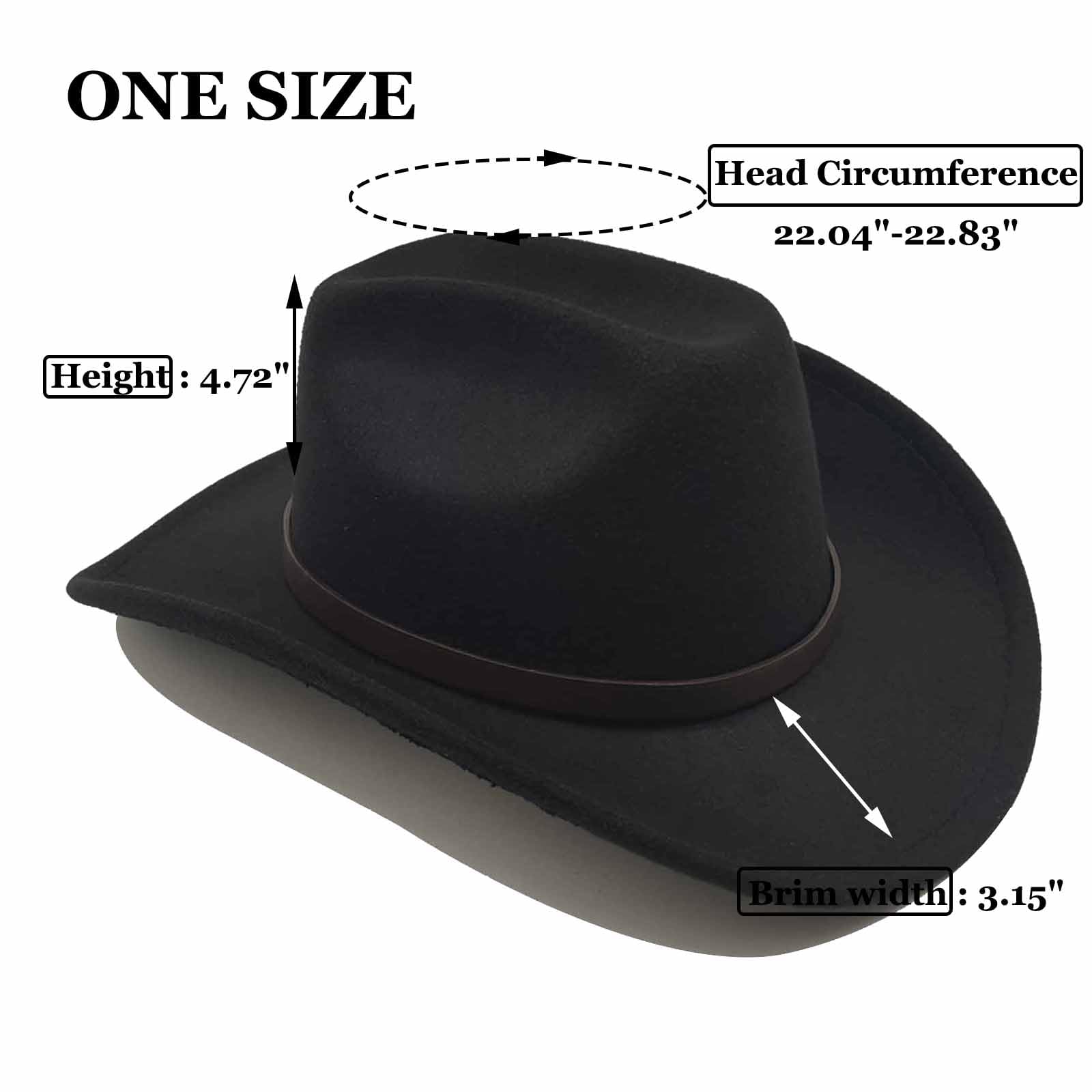 Stylish Willheoy Cowboy Hat for Women & Men - Wide Brim Western Cowgirl Fedora Hat - Perfect for Rodeo, Halloween Costume & Outdoor Adventures