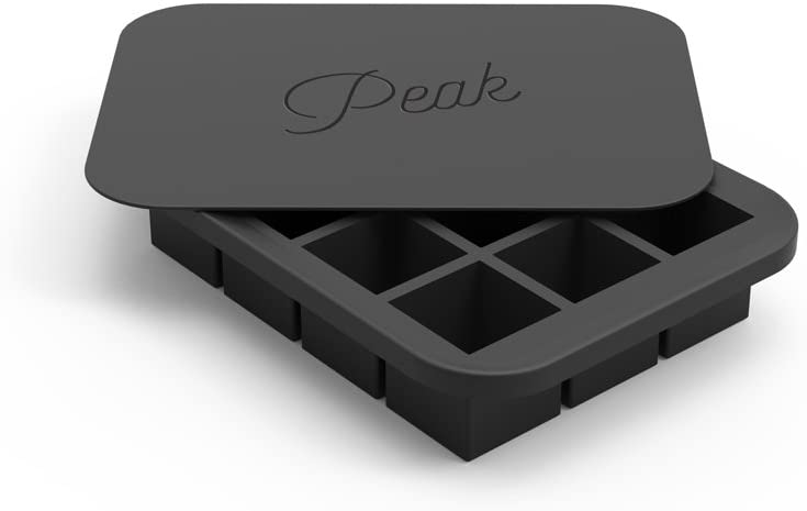 W&P Peak 12 Cube Everyday Ice Tray - Premium Silicone Ice Cube Maker with Lid for Cocktails, Whiskey & Beverages - Perfect for Home Bars, Parties & Kitchen Use (Charcoal)