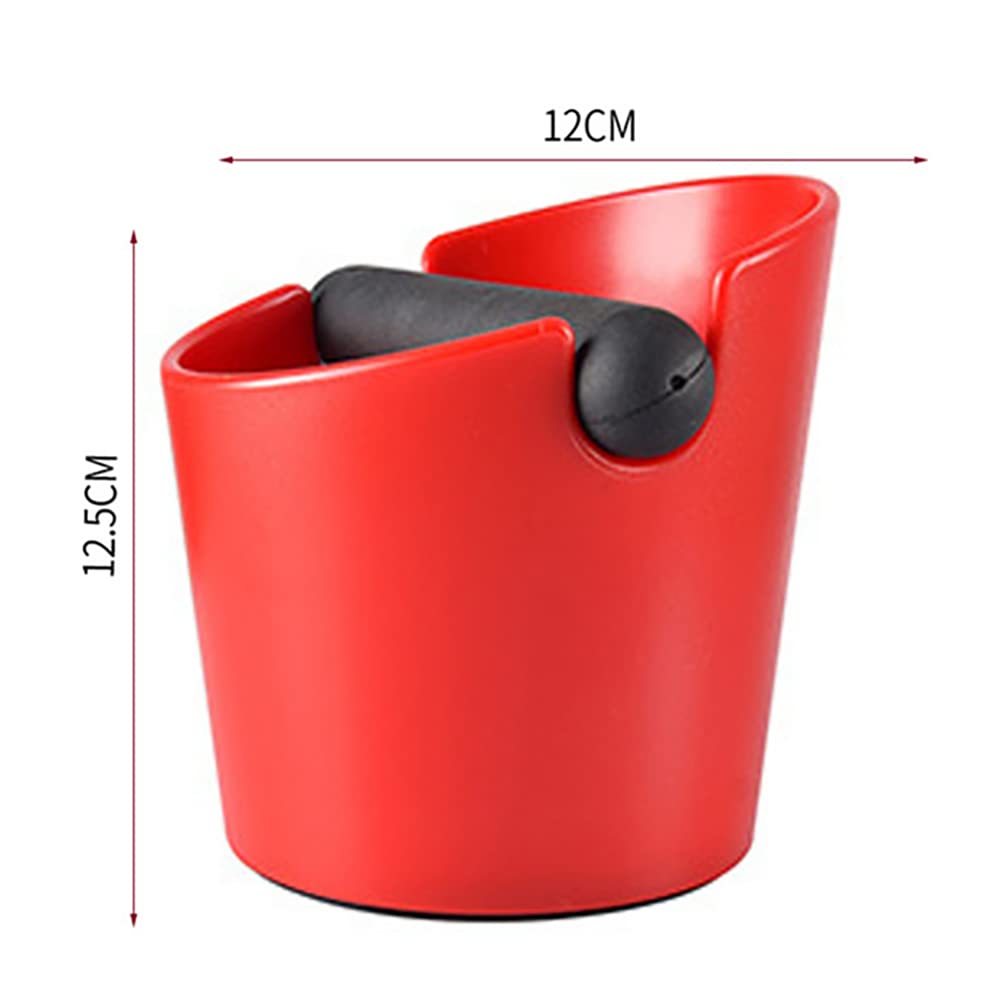 Premium Espresso Knock Box for Barista & Home Use - Wide Mouth Red Coffee Grounds Bin with Removable Knock Bar, Non-Slip Shock-Absorbent Base - Ideal for Coffee Shops, Home Brewing & Professional Barista Workstations