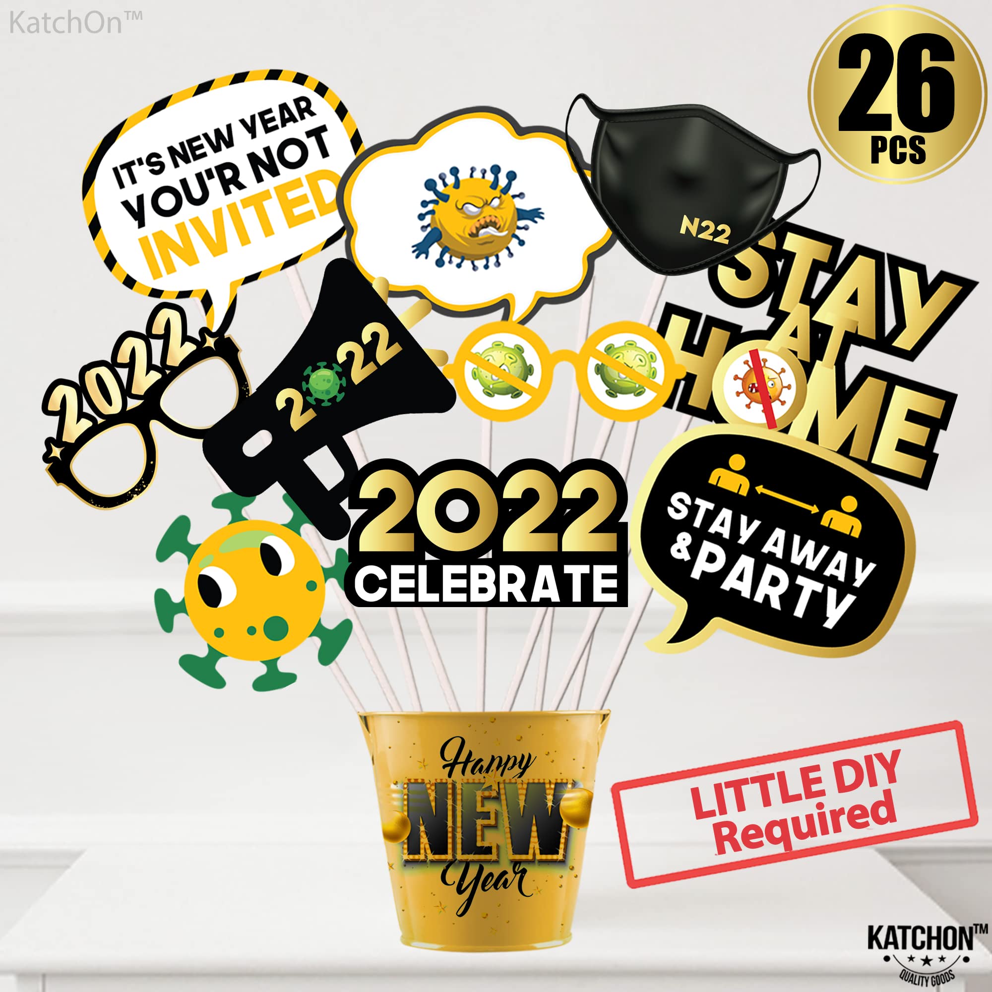 2023 New Year's Eve Photo Booth Props Kit - DIY Party Decorations for NYE Celebrations, Christmas, and Holiday Gatherings - Fun Backdrop Accessories for Family Photos & Social Media