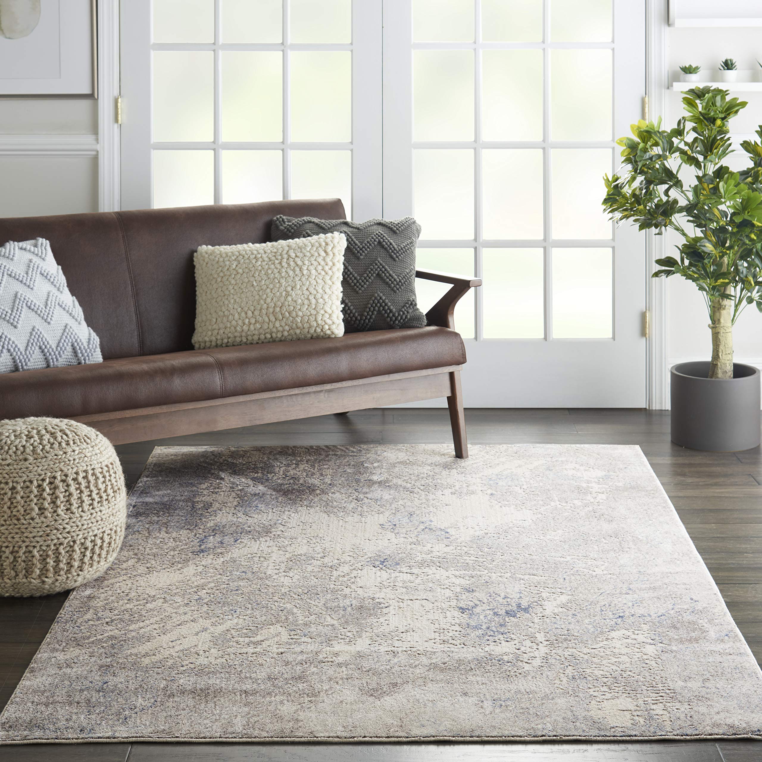 Nourison Sleek Textures Abstract Ivory/Grey 5'3