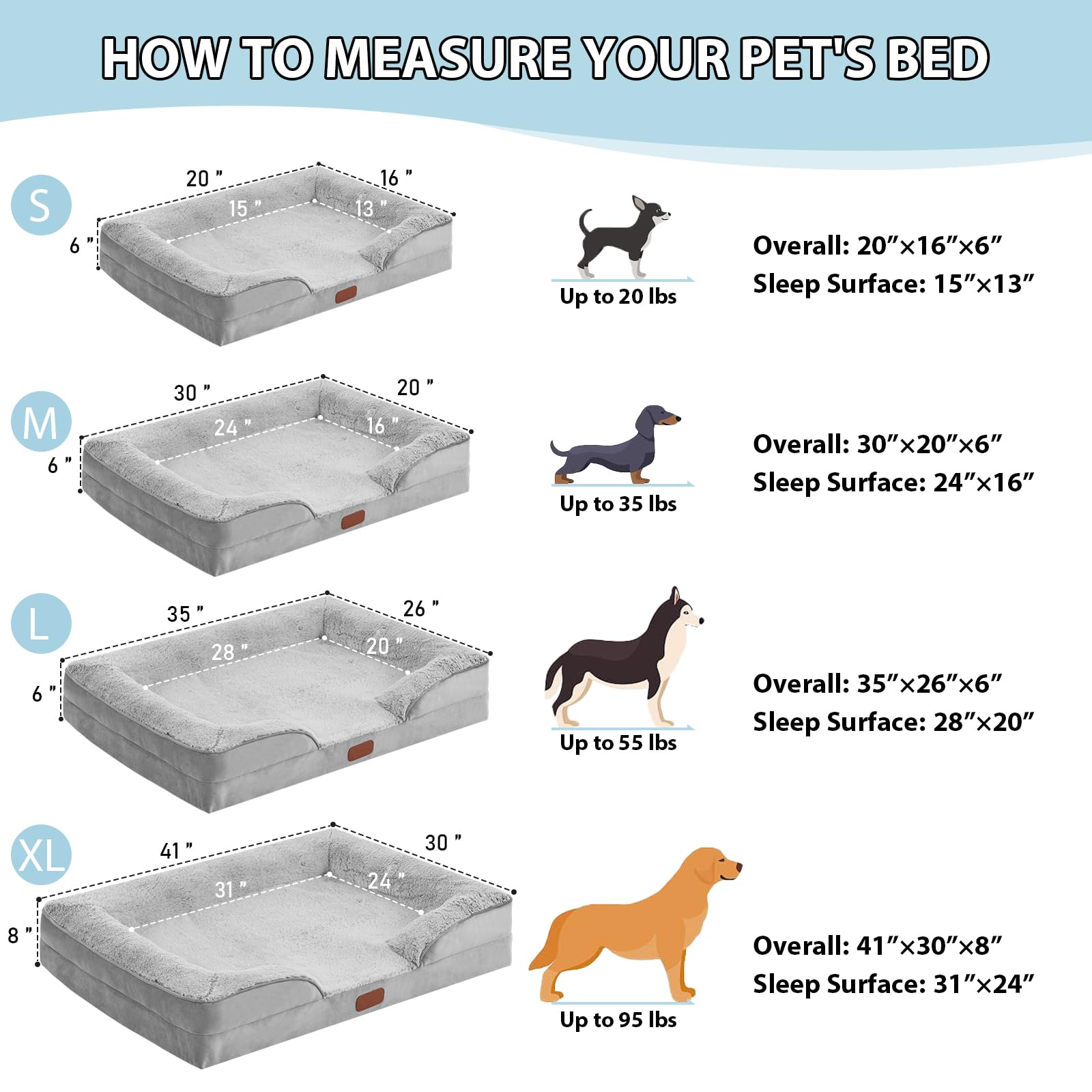 Orthopedic Medium Dog Bed - Waterproof Memory Foam Support for Joint Pain, Removable Washable Cover with Non-Slip Bottom - Perfect for Large Crates, Living Room & Senior Dogs (Medium, Grey)