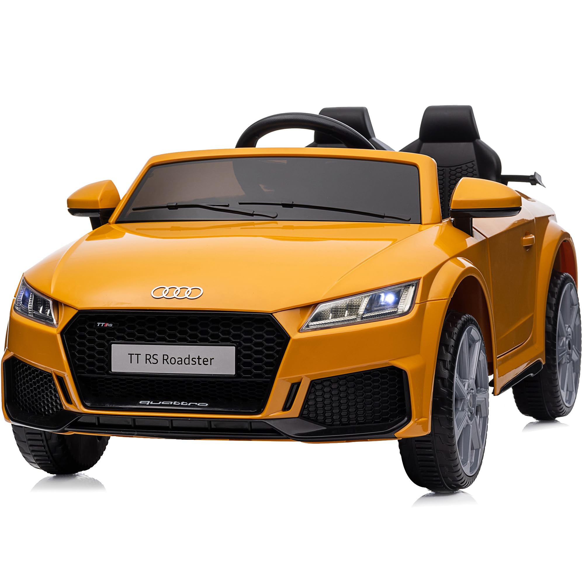 Licensed Audi Electric Kids Car - 12V Battery Powered Ride-On Toy for Toddlers with Parental Remote Control - Yellow - Perfect for Indoor & Outdoor Play, Birthday Gifts & Family Fun