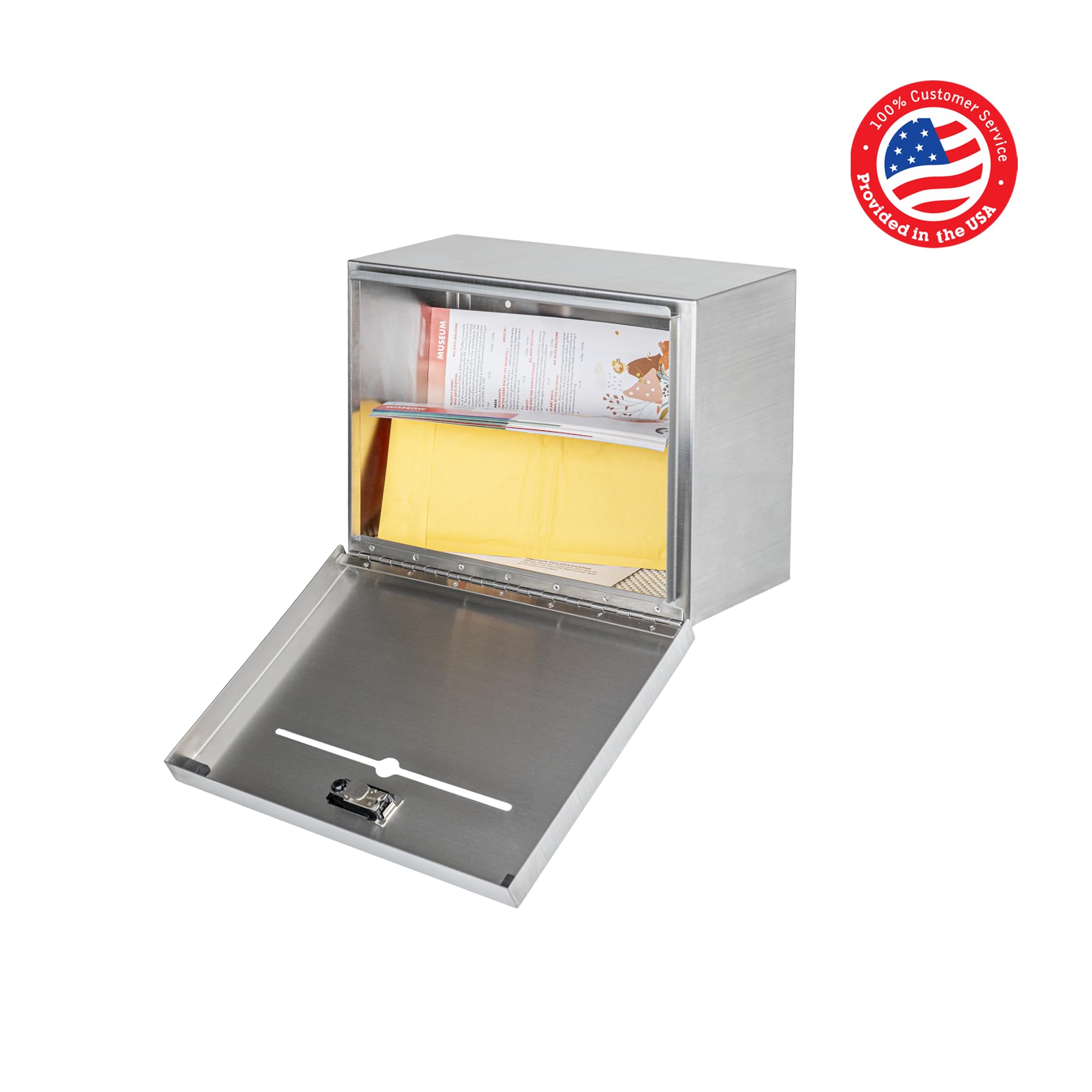 Pochar Over-the-Door Stainless Steel Drop Box - Secure Specimen Container, Payment & Key Drop Off, Night Deposit Box - Adjustable Height, Wall Mountable with Removable Hinge (Silver) - Ideal for Offices, Hospitals, Schools & Secure Package Delivery