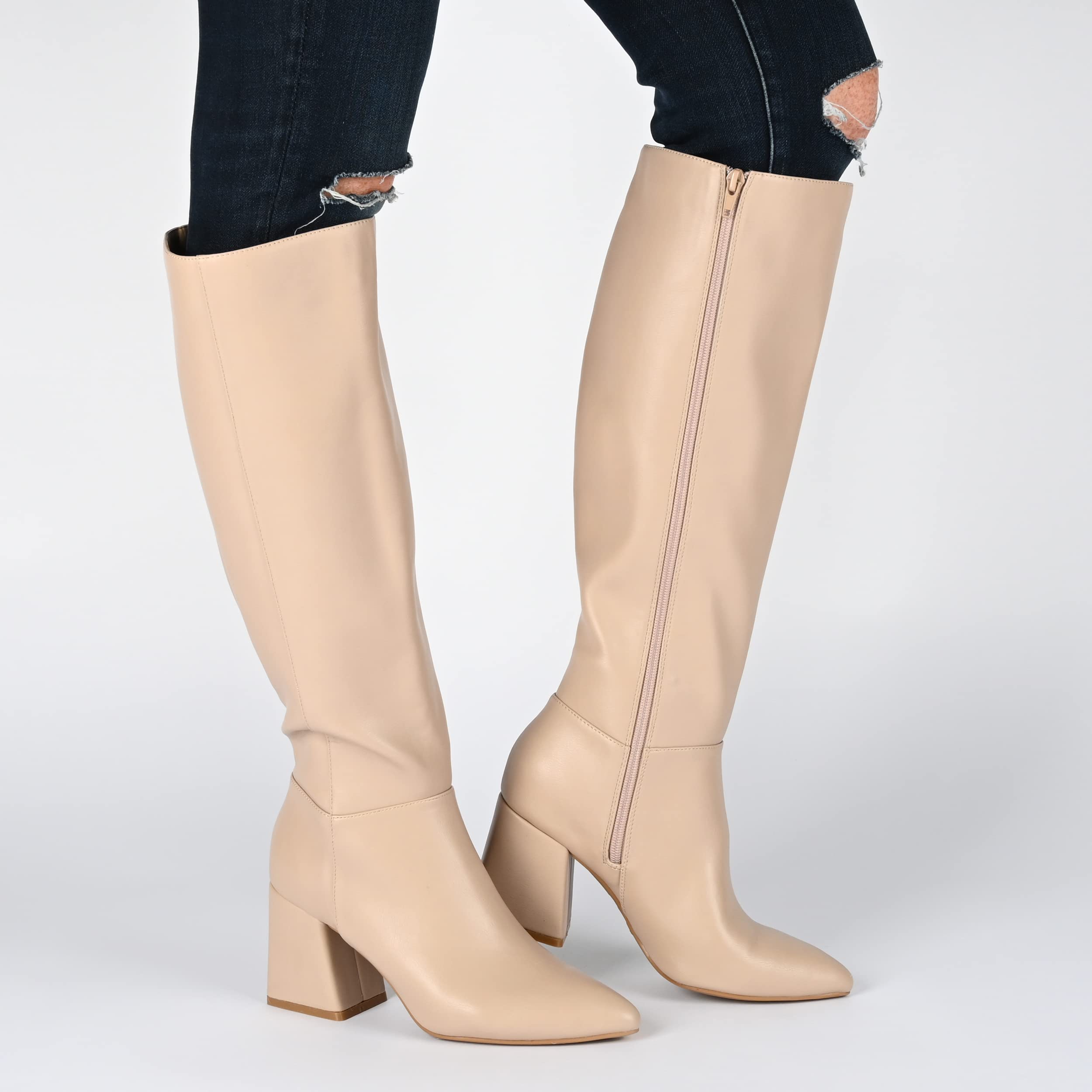 Journee Women's Landree Knee High Boots - Comfortable Foam Block Heel for All-Day Wear | Perfect for Office, Date Night & Fall Fashion