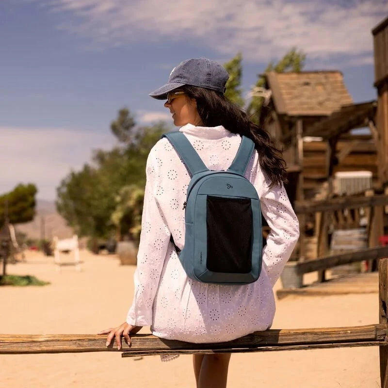 Travelon The Voyages Anti-Theft Small Backpack with XL Water Bottle Pocket - Secure Travel Daypack for Commuting, Hiking & Urban Exploration
