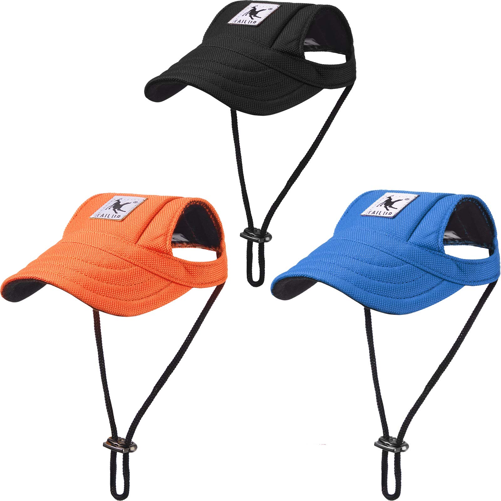 3-Piece Dog Baseball Hats with Ear Holes & Adjustable Chin Strap - Sun Protection Pet Visor for Small Dogs - Perfect for Outdoor Play, Walks & Summer Adventures