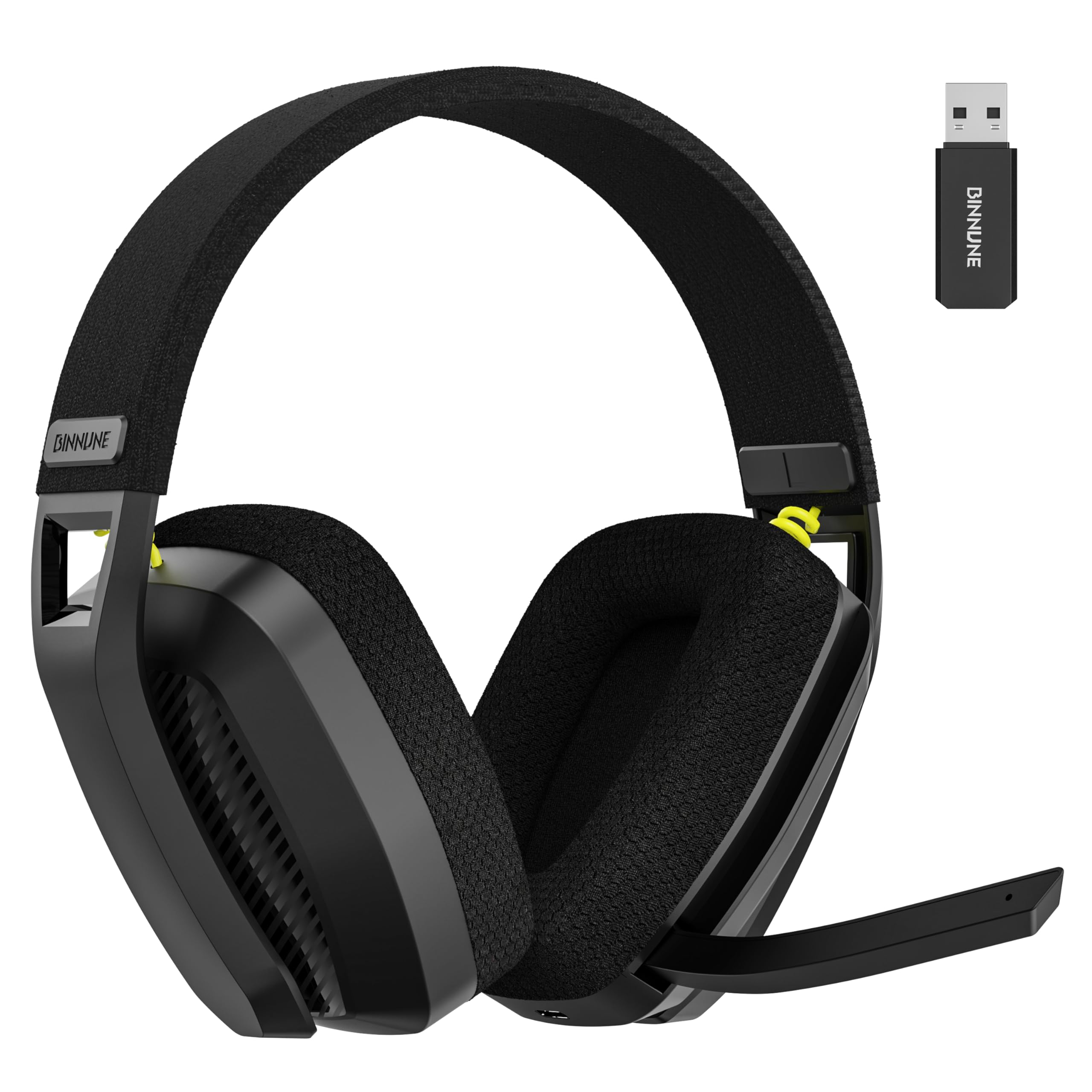 BINNUNE 2.4GHz Wireless Gaming Headset with Microphone - Compatible with PS5, PS4, PC, Mac & Bluetooth Devices - Over-Ear Headphones with Flip Mic for Laptop & Computer Gaming - Black - Perfect for Online Gaming, Streaming & Virtual Meetings