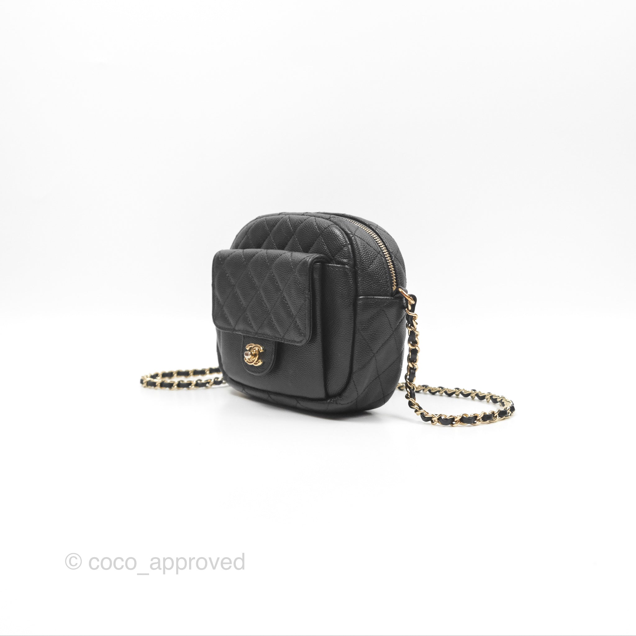 Chanel CC Day Camera Bag in Black Caviar Leather with Gold Hardware - Luxury Crossbody Bag for Women, Perfect for Everyday Use & Special Occasions