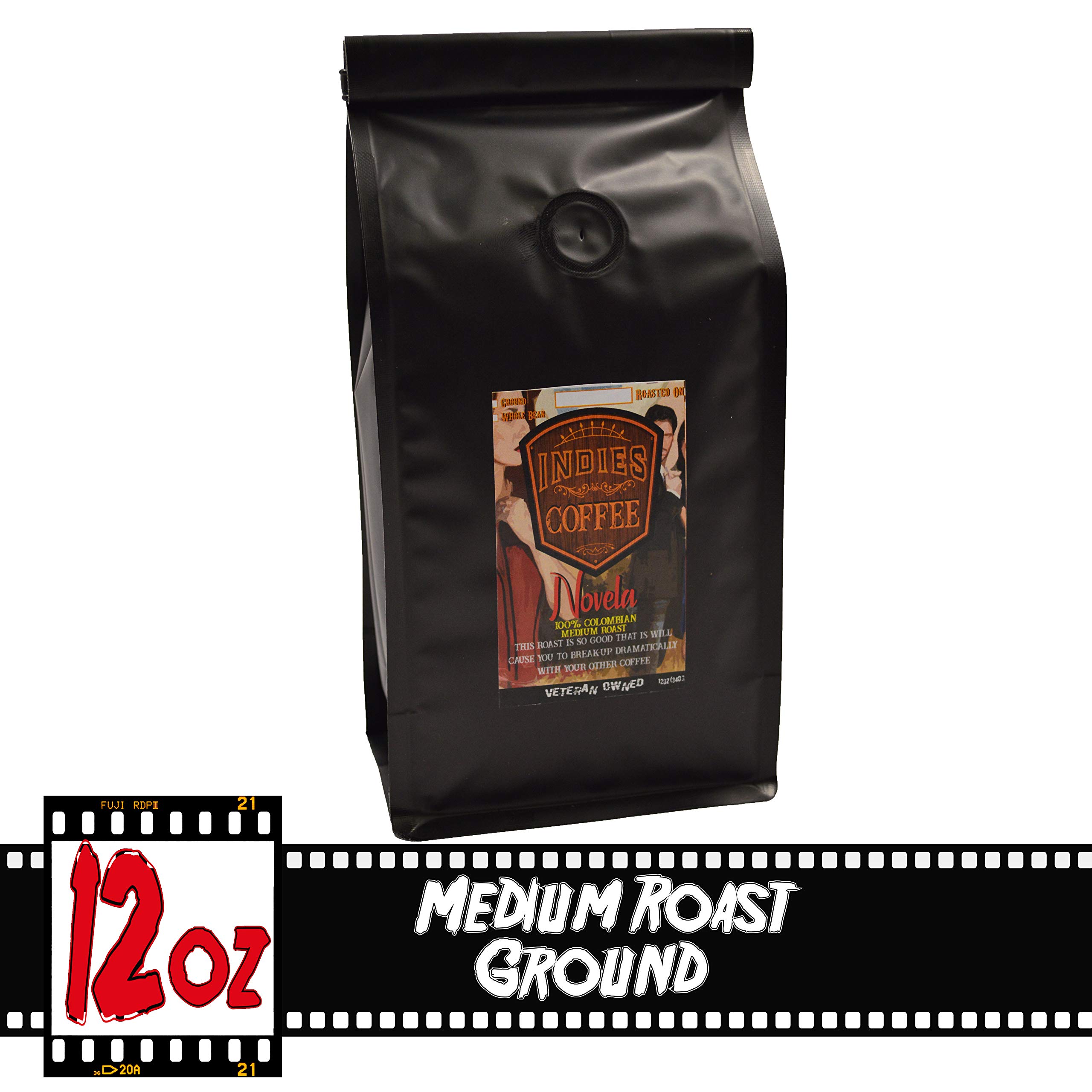 Organic Colombian Medium Roast Coffee by Indies Coffee | 12oz Ground Coffee Beans | Veteran-Owned Business | Perfect for Home Brewing, Office & Gifts