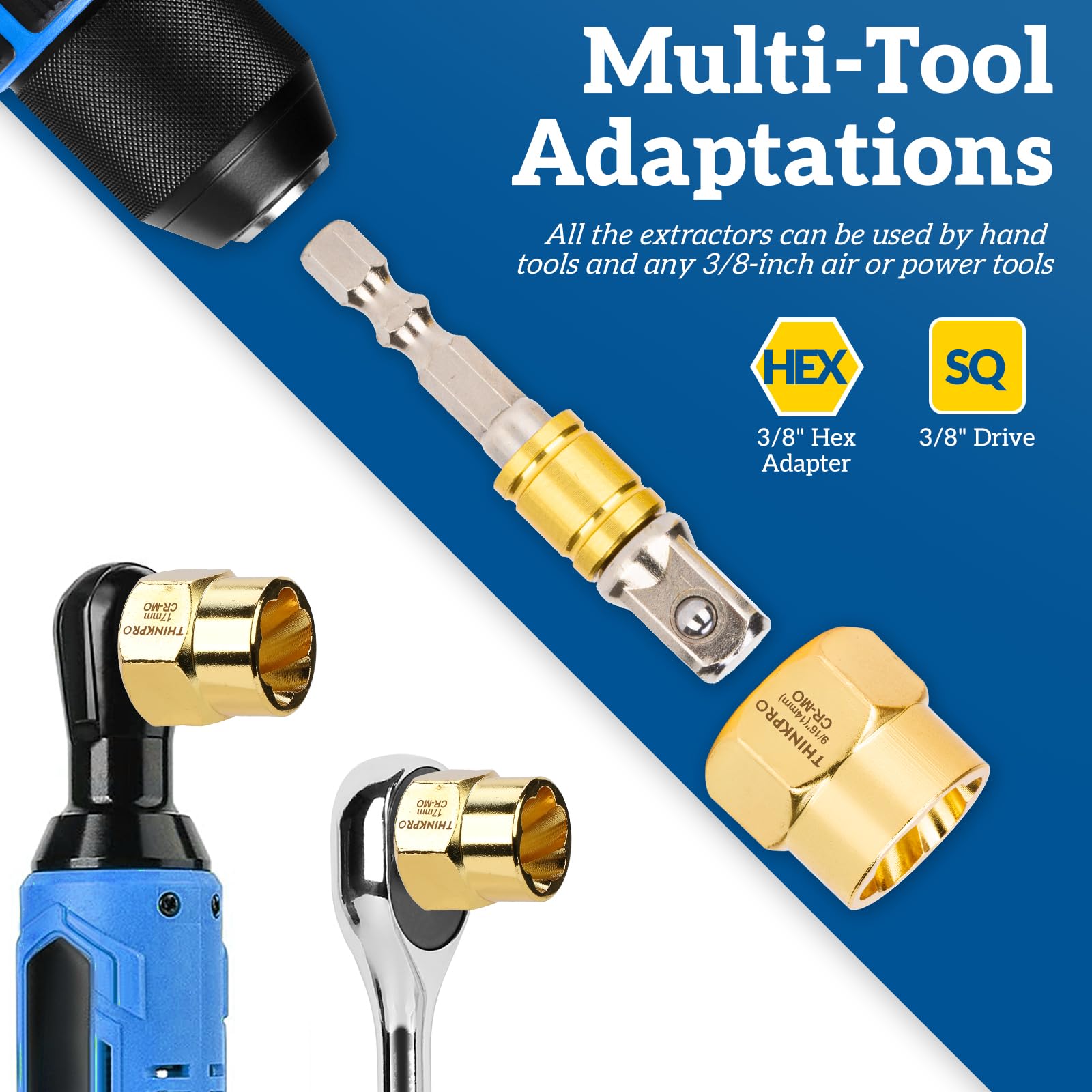 14PC Golden Bolt Extractor Kit - Stripped Nut & Screw Remover for Rusted Bolts - Auto & DIY Repair