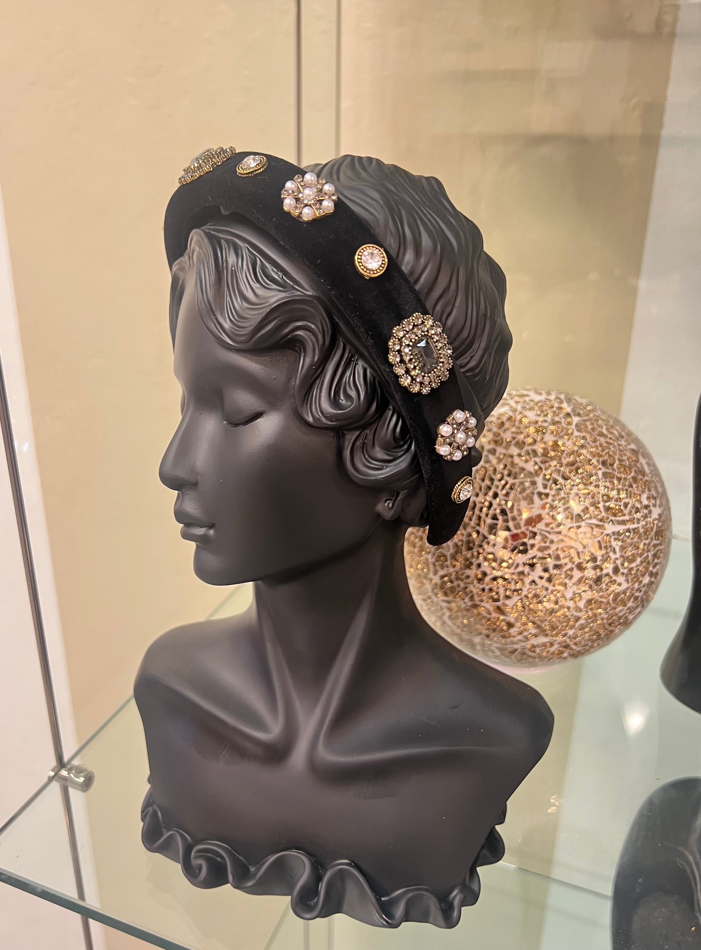 Isabella Black Velvet Princess Headband for Girls - Elegant Hair Accessory for Weddings, Parties & Special Occasions