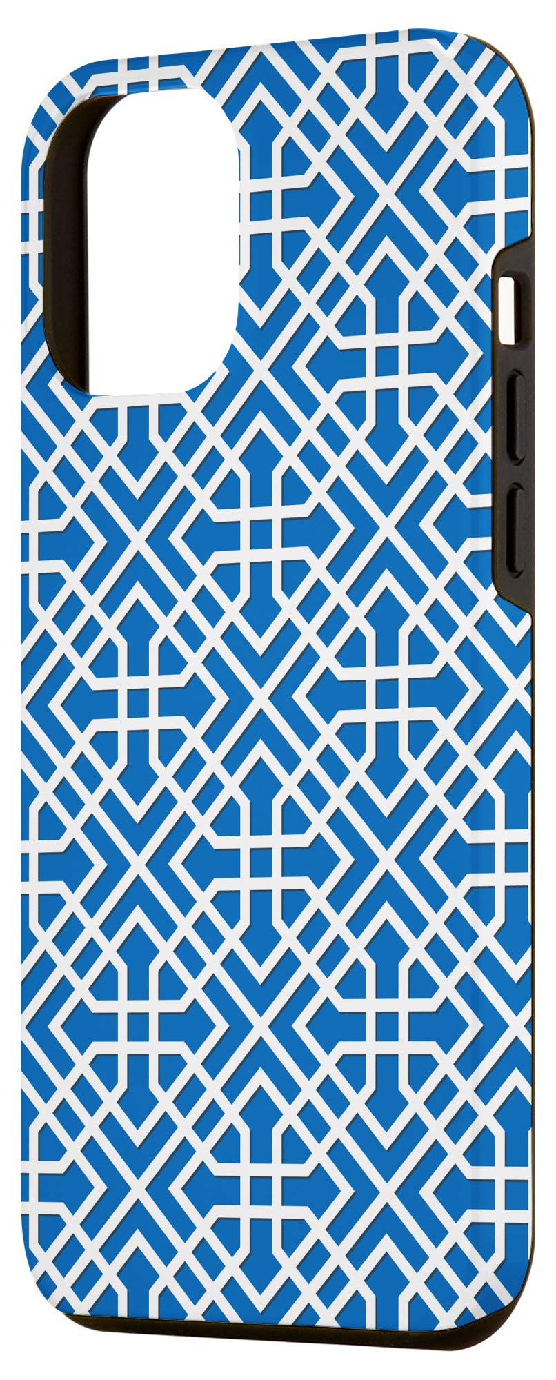 iPhone 12 Pro Max Case - Blue & White Chinoiserie Toile Design with French Chinese Lattice Pattern | Stylish Protective Cover for Work, Travel & Everyday Use