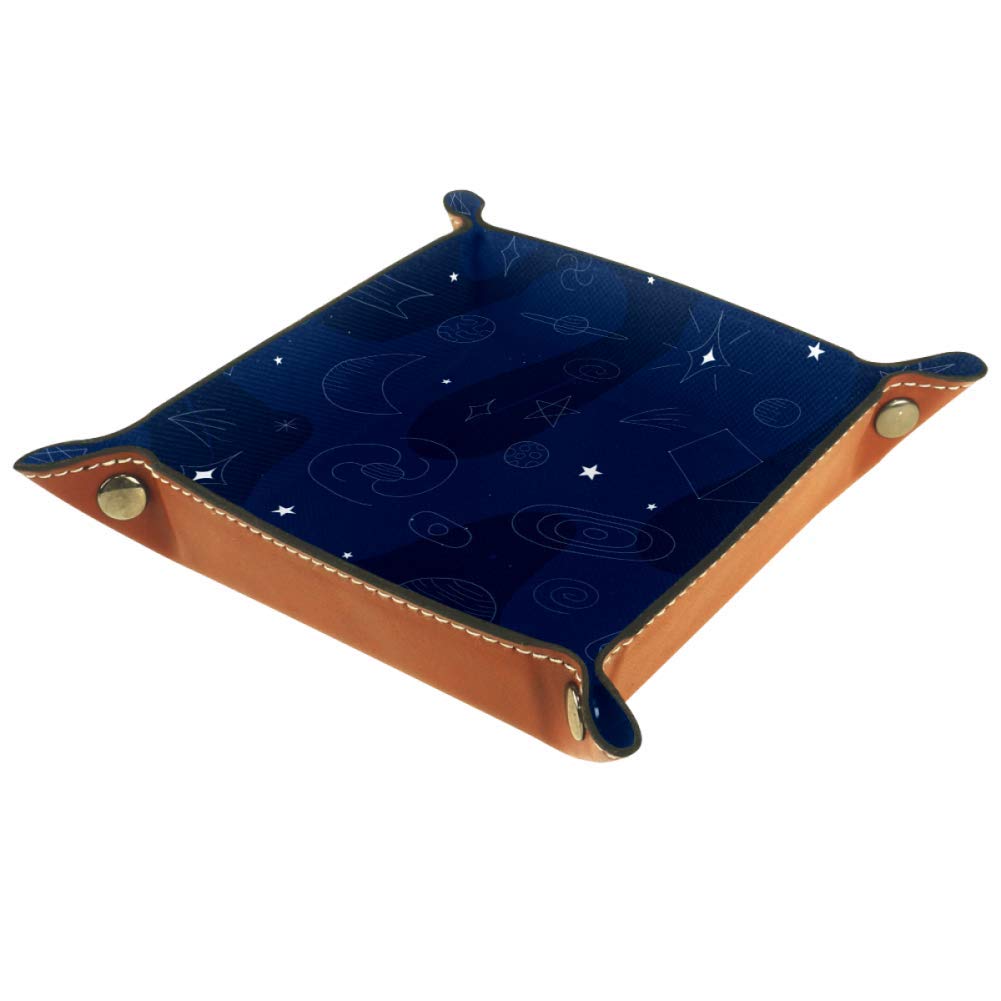 Serenasyoung Hand Drawn Outer Space Desktop Organizer Tray - Jewelry, Coin, Key Storage for Bedside, Vanity & Dresser | Stylish Catchall Tray for Home & Office Organization