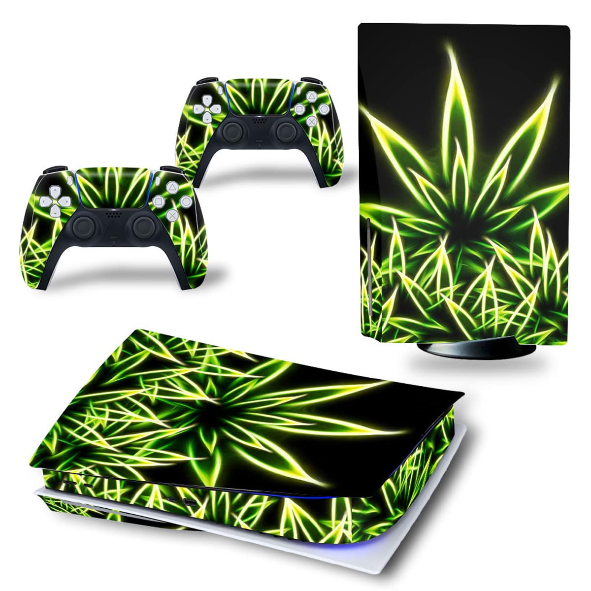 Custom PS5 Disk Version Vinyl Skin Sticker Decal Cover - Protective Weeds Design for PS5 Console & Controllers | Perfect for Gaming Setups, Home Entertainment & Gift Giving
