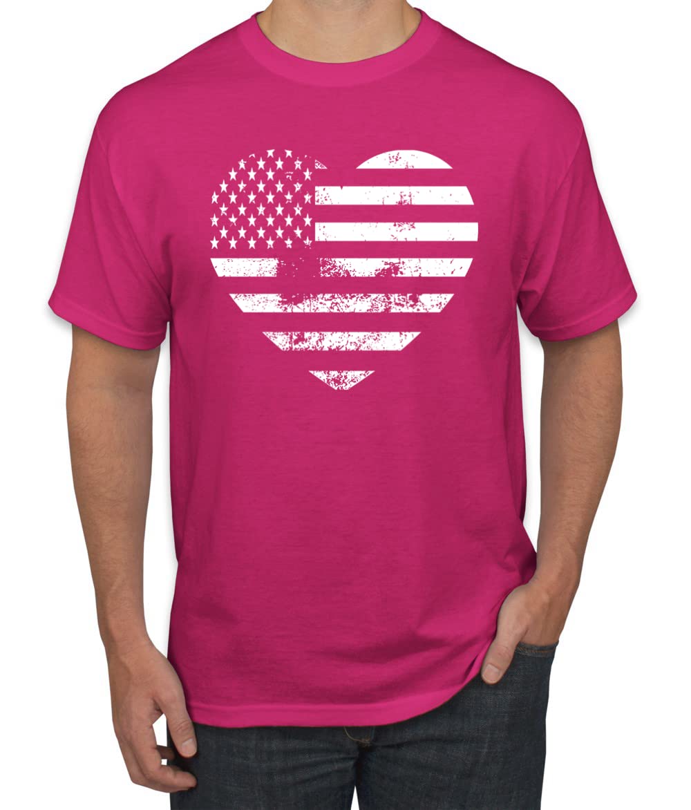 Wild Bobby USA Flag Heart Patriotic Men's Graphic T-Shirt - American Pride Tee for 4th of July, Veterans Day & Casual Wear