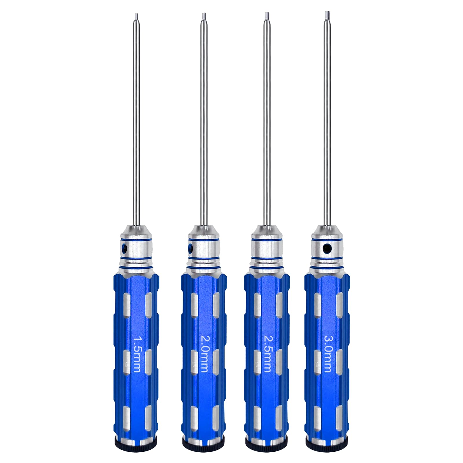 Premium RC Tool Kit - 1.5mm 2.0mm 2.5mm 3.0mm Hex Allen Screwdriver Set for RC Car, Boat, Drone & Helicopter Repair - Durable Blue Handle Tools for Hobbyists & DIY Enthusiasts - Perfect for Maintenance, Upgrades & Field Repairs