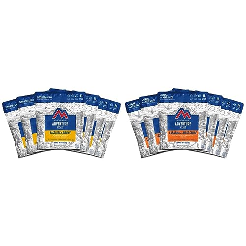 Mountain House Freeze Dried Biscuits & Gravy and Lasagna with Meat Sauce - 6-Pack Each | Lightweight Backpacking & Camping Meals | Perfect for Hiking, Emergency Food Storage, and Outdoor Adventures