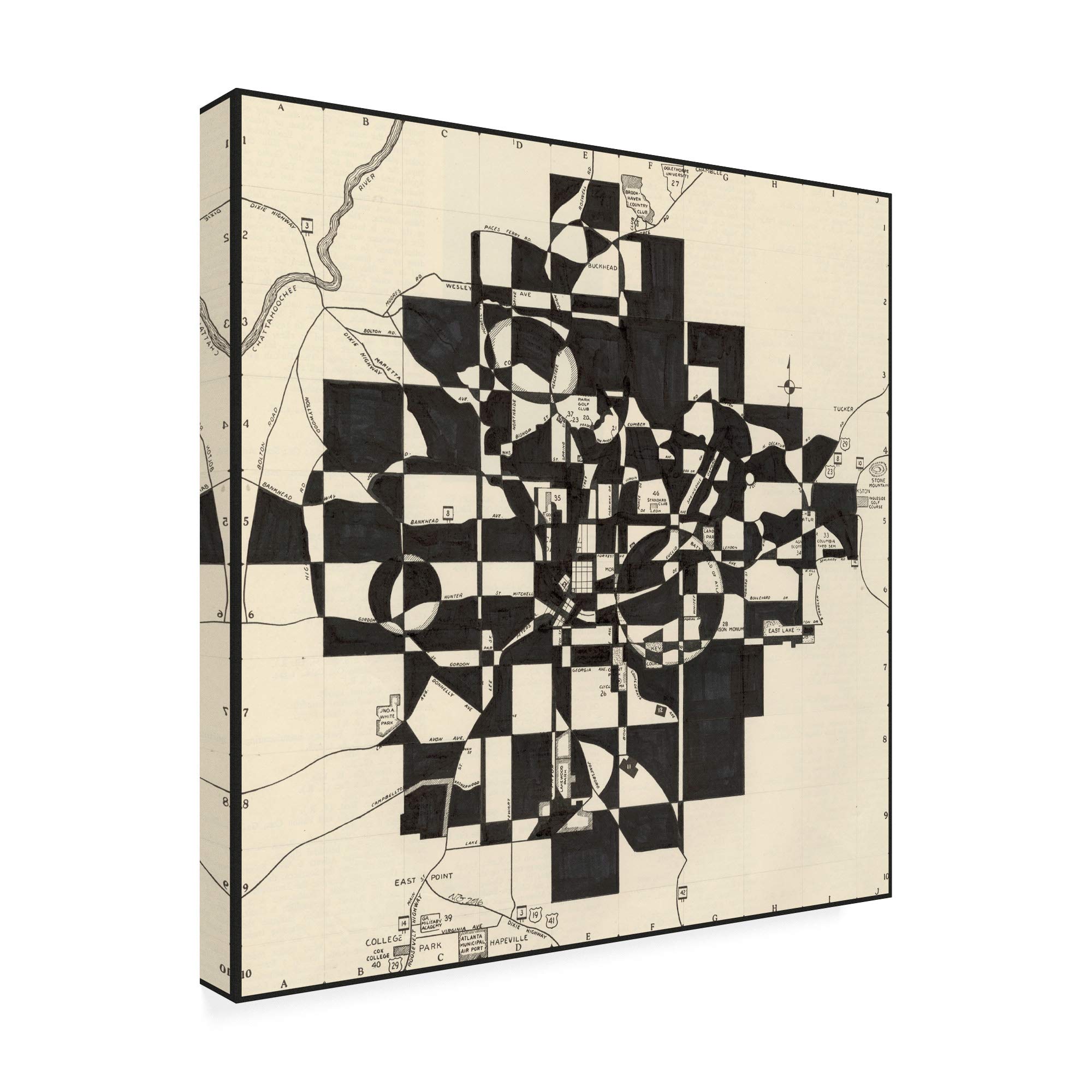 Trademark Fine Art 18x18 Modern Atlanta Map by Nikki Galapon - Wall Decor for Living Room, Office & Home