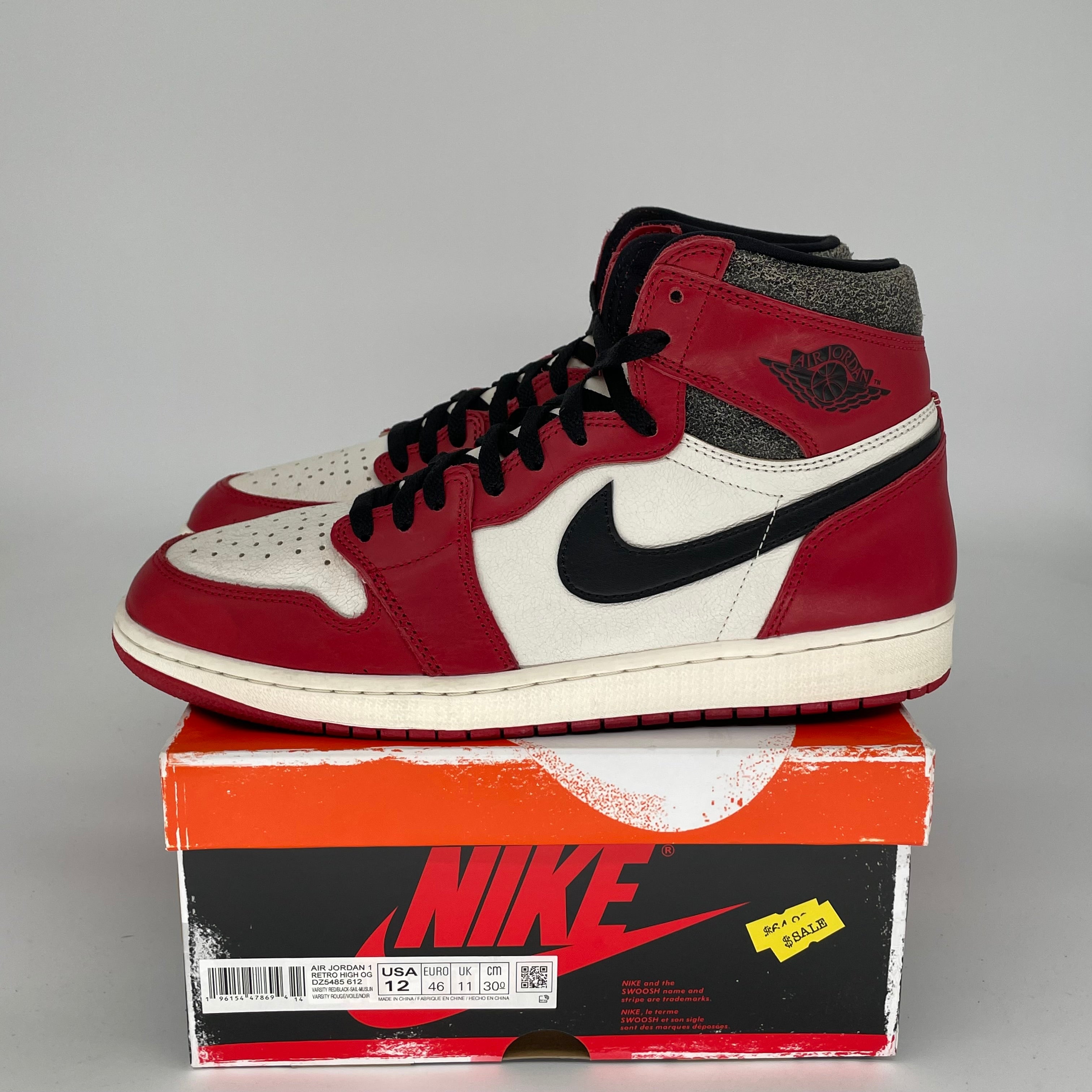 Original Air Jordan 1 Retro High OG 'Lost & Found' Men's Basketball Shoes - Size 12 (DZ5485-612) - Vintage Chicago Colorway for Sneaker Collectors & Streetwear Fashion