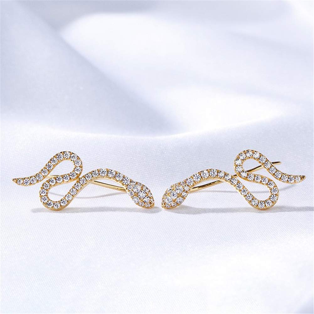 Jeulia 1.65 Carat Diamond Climber Earrings for Women - 925 Sterling Silver Snake Stud Earrings 14K Gold Plated Hypoallergenic Jewelry - Perfect for Parties, Weddings & Everyday Elegance