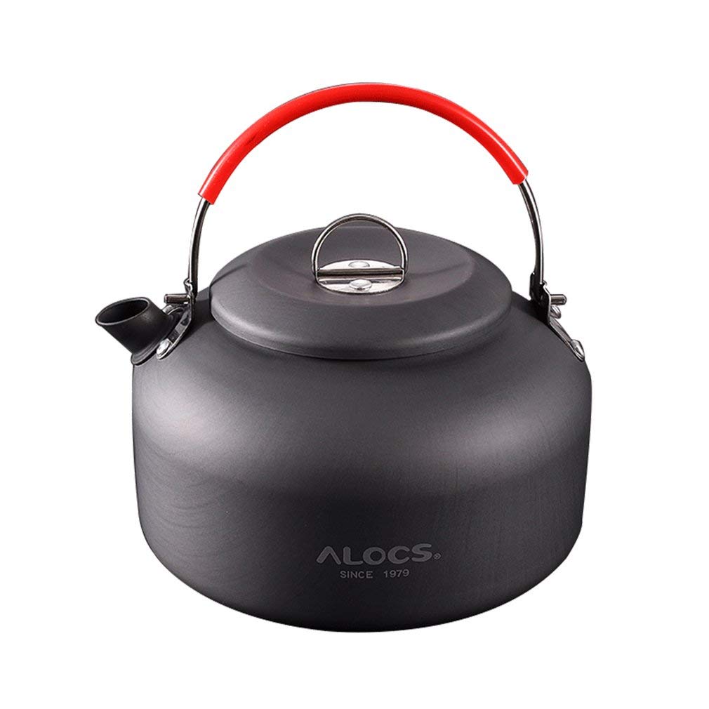 ALOCS Stainless Steel Camping Kettle - Lightweight Portable Outdoor Tea Pot for Hiking, Backpacking & Picnics (Grey) - Perfect for Boiling Water at Campsites, RV Trips and Emergency Preparedness