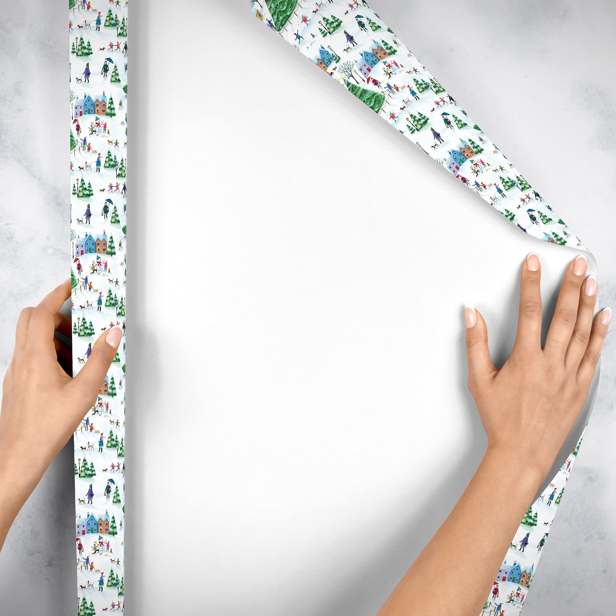 Jillson Roberts Bulk Christmas Gift Wrap - 833 Feet x 24 Inches, Christmas Village Design - Perfect for Holiday Wrapping, Party Decorations & Festive Gift Giving