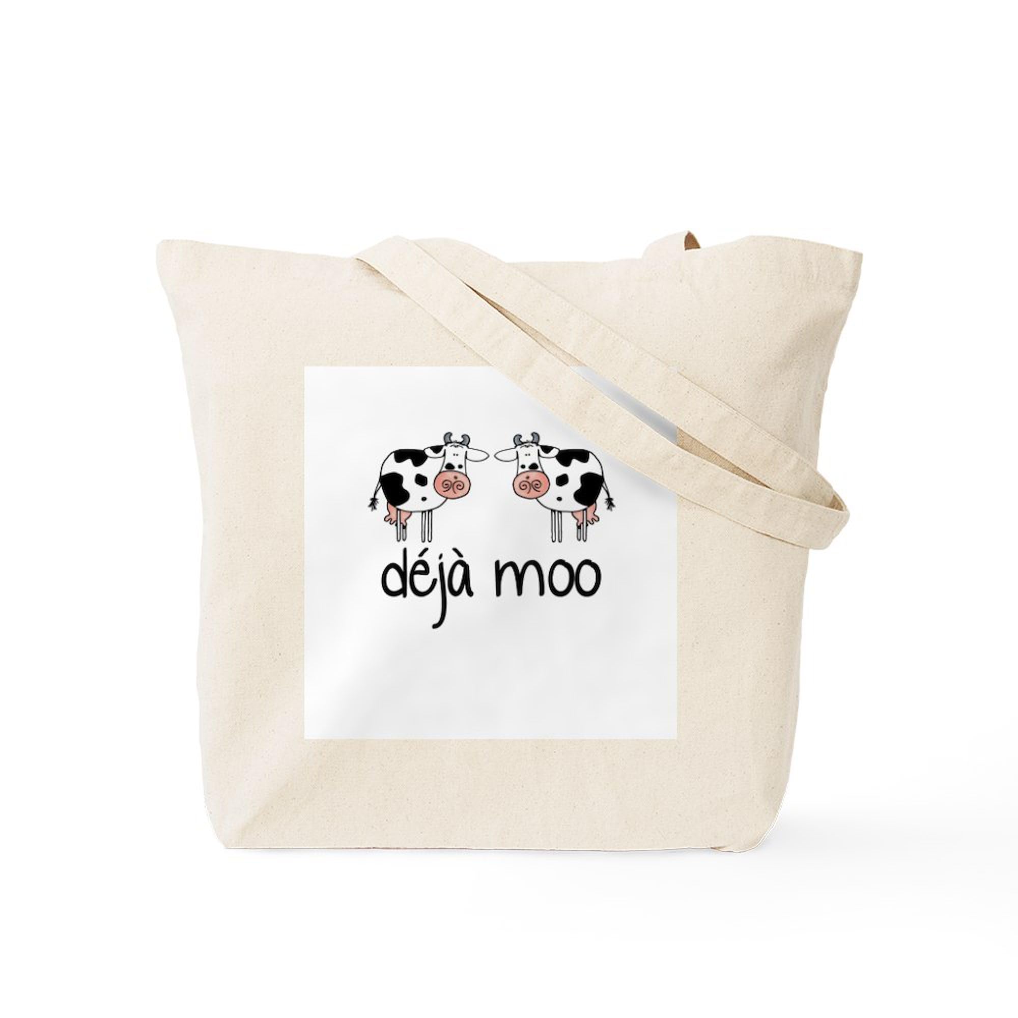 Déjà Moo Natural Canvas Tote Bag - Eco-Friendly Reusable Grocery Shopping Bag for Women & Men | Perfect for Farmers Market, Beach Trips & Daily Errands