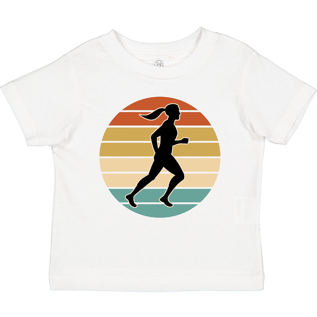 Inktastic Retro Sunset Female Runner Toddler T-Shirt - Cute Running Graphic Tee for Girls, Comfortable Cotton Kids Shirt for Sports, Playdates & Outdoor Activities