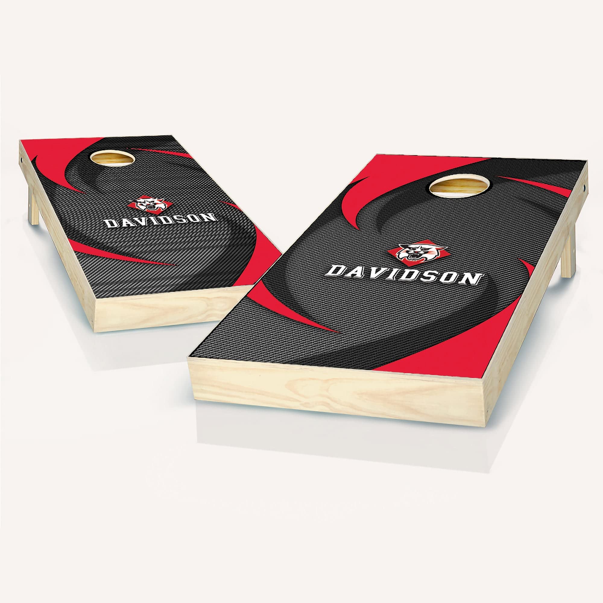 Premium Davidson Swoosh Cornhole Game Set - 2 Regulation Wooden Boards & 8 All-Weather Bean Bags - Outdoor Lawn Games for Backyard, Tailgating, and Parties