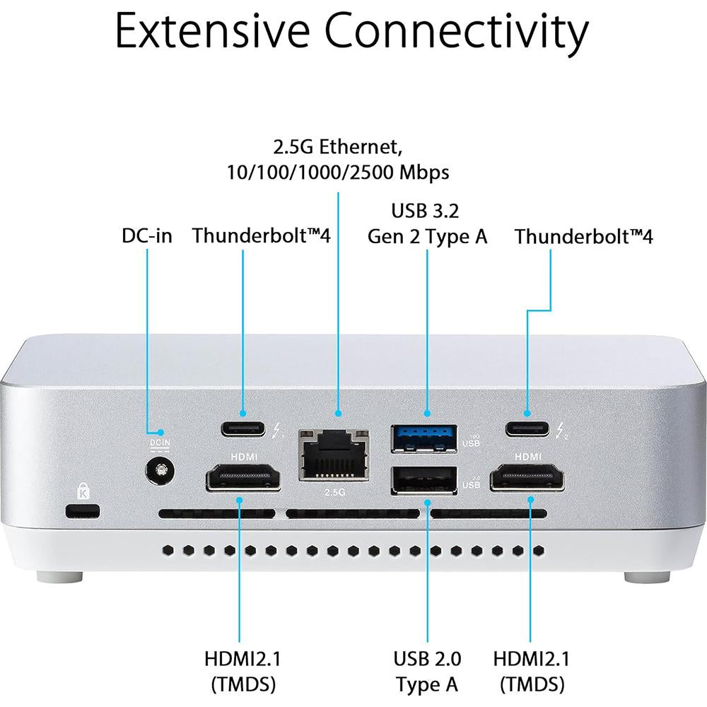 ASUS NUC 14 Pro+ Mini PC Barebone Kit - Intel Core i5/i7, 16GB RAM, 500GB SSD, Windows 11 Pro, Silver (RNUC14RVSU50000UI) - Perfect for Home Office, Gaming & Digital Content Creation